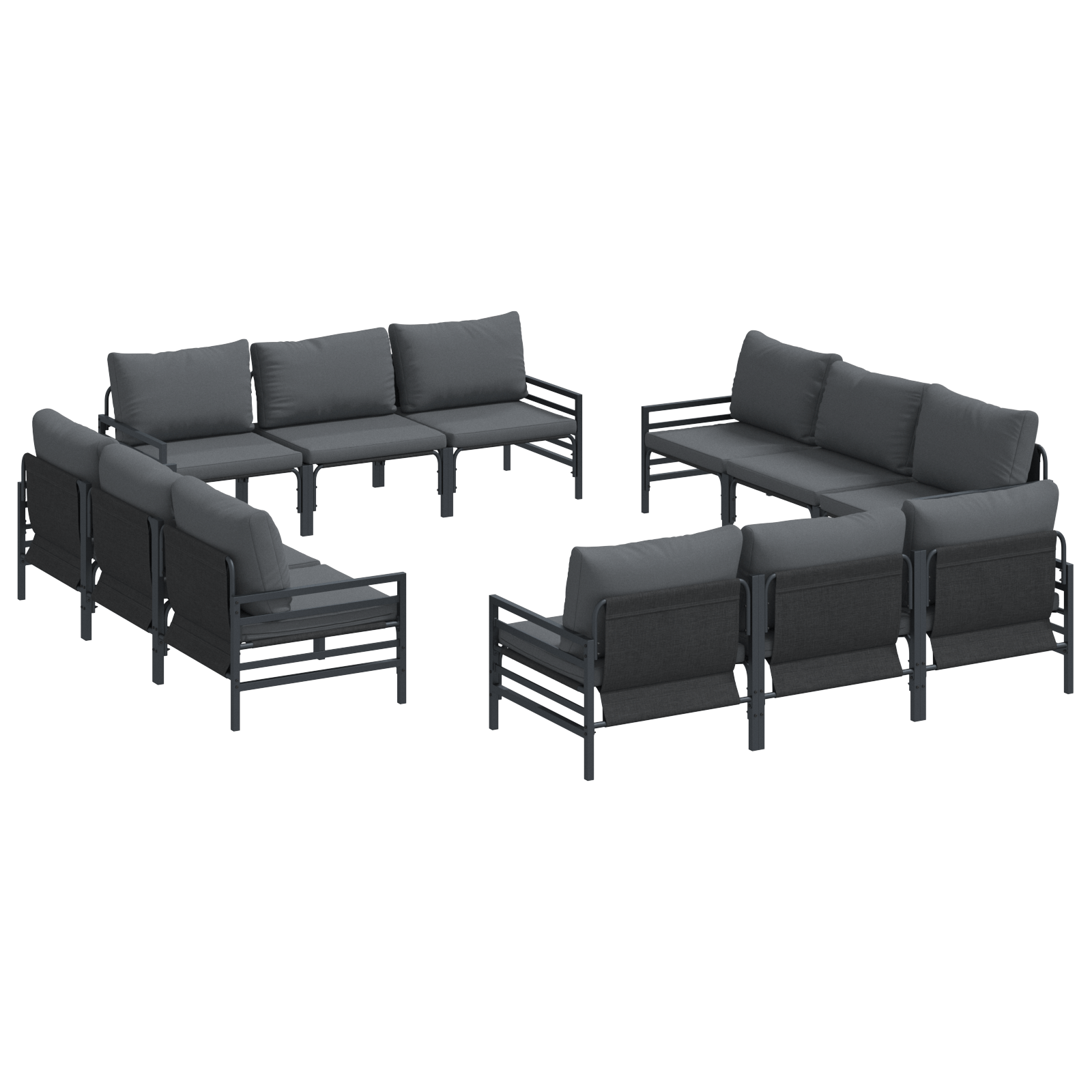 Set de canapele pentru gradina 12 pcs Antracit Otel — imaginea 2