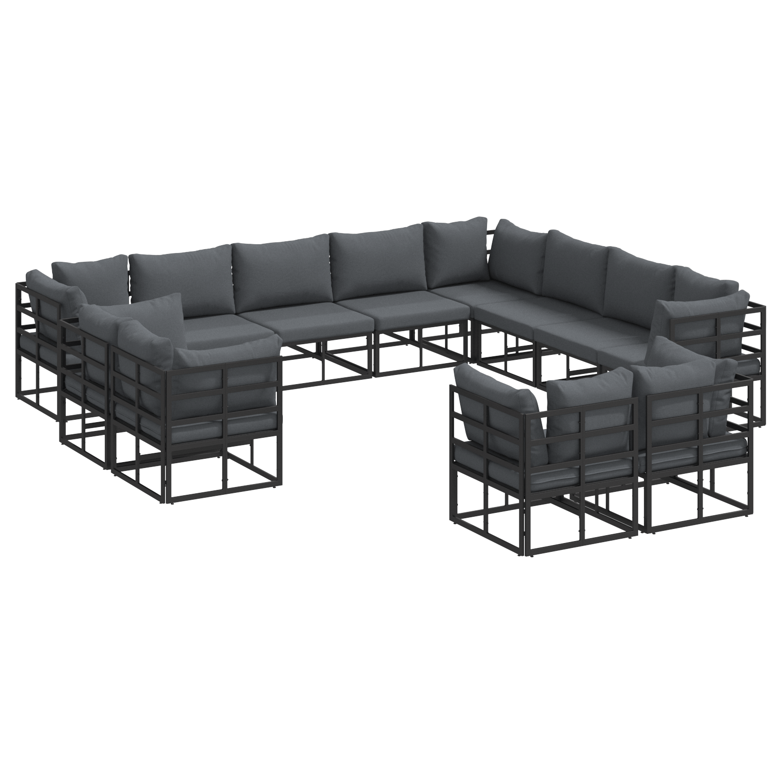 Set de canapele pentru gradina 12 pcs Negru 353 x 283 x 71 cm — imaginea 2