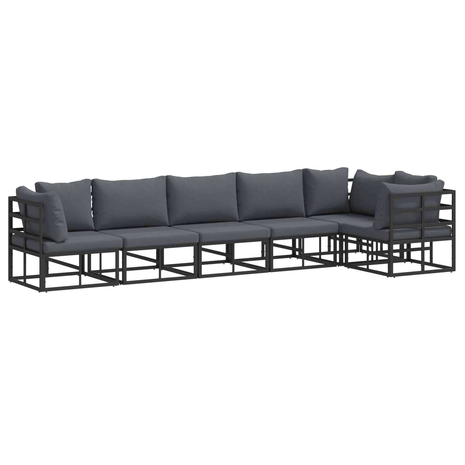 Set de canapele pentru gradina 6 pcs Negru 70 x 70 x 32 cm — imaginea 2