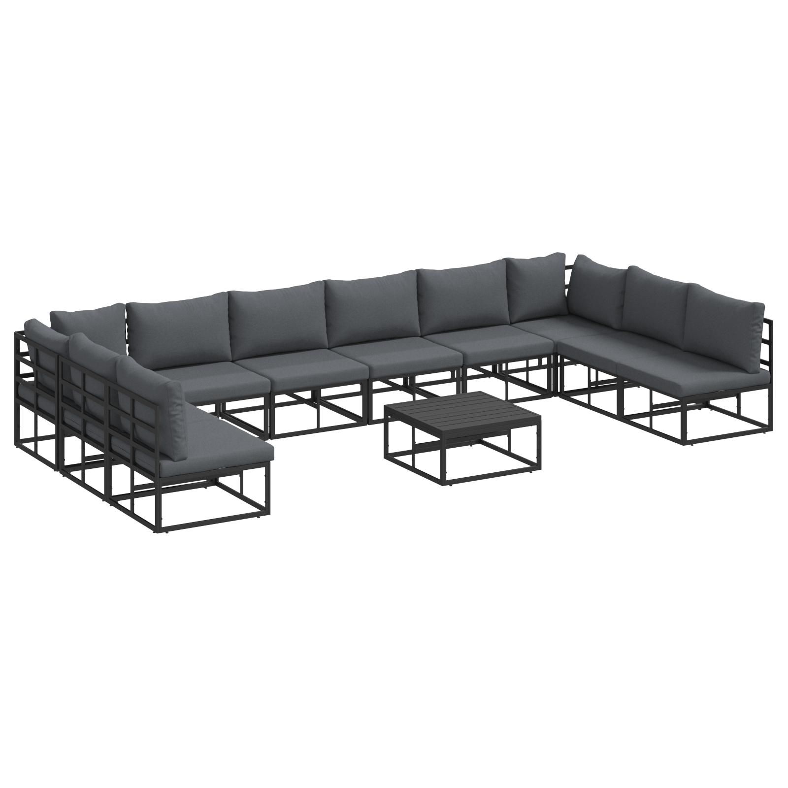 Set de canapele pentru gradina 11 pcs Negru 70 x 70 x 32 cm — imaginea 2