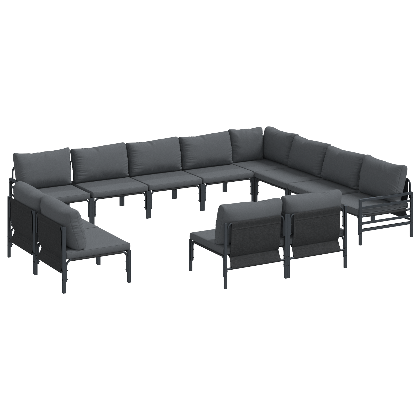 Set de canapele pentru gradina 12 pcs Antracit Otel — imaginea 2