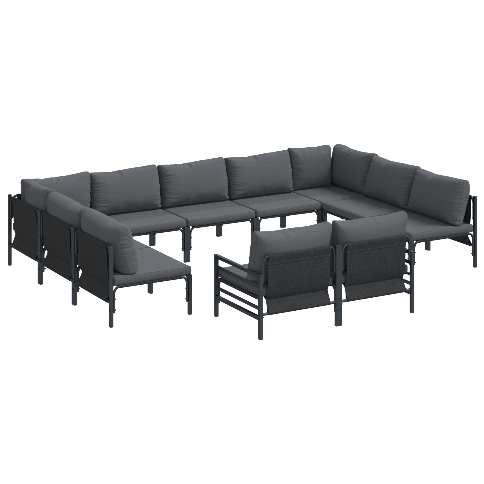 Set de canapele pentru gradina 11 pcs Antracit Otel — imaginea 2