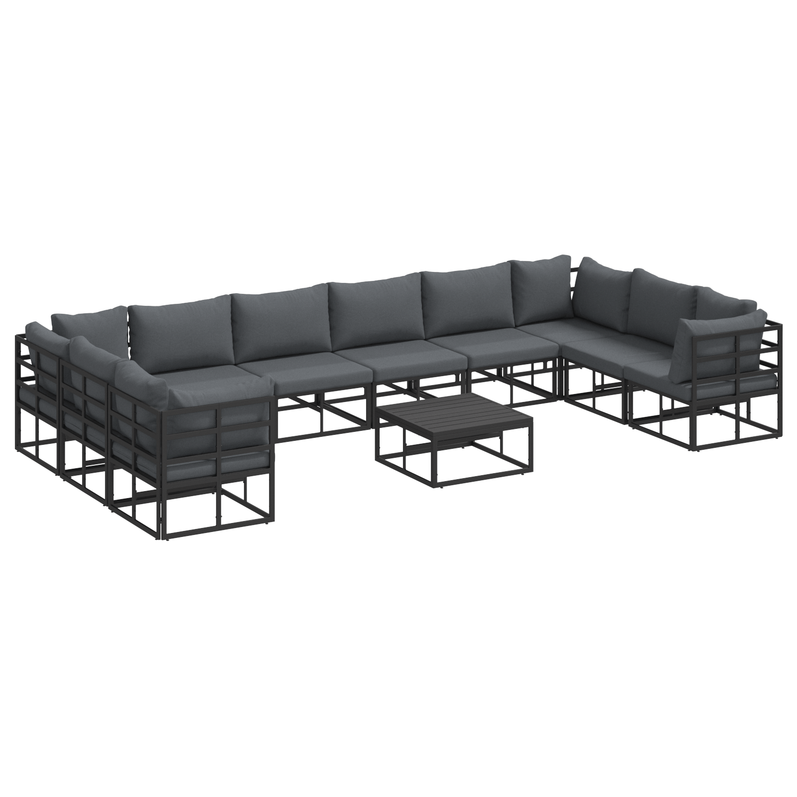 Set de canapele pentru gradina 11 pcs Negru 70 x 70 x 32 cm — imaginea 2