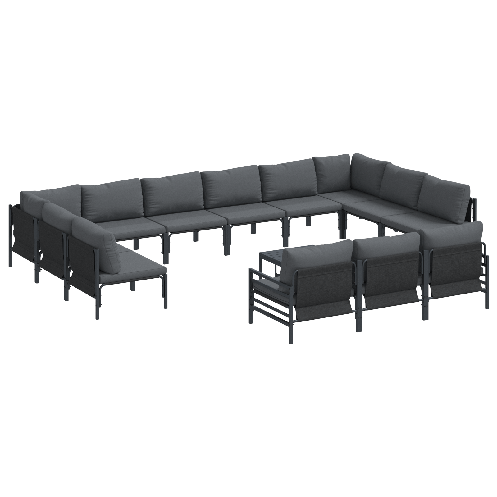 Set de canapele pentru gradina 14 pcs Antracit Otel — imaginea 2