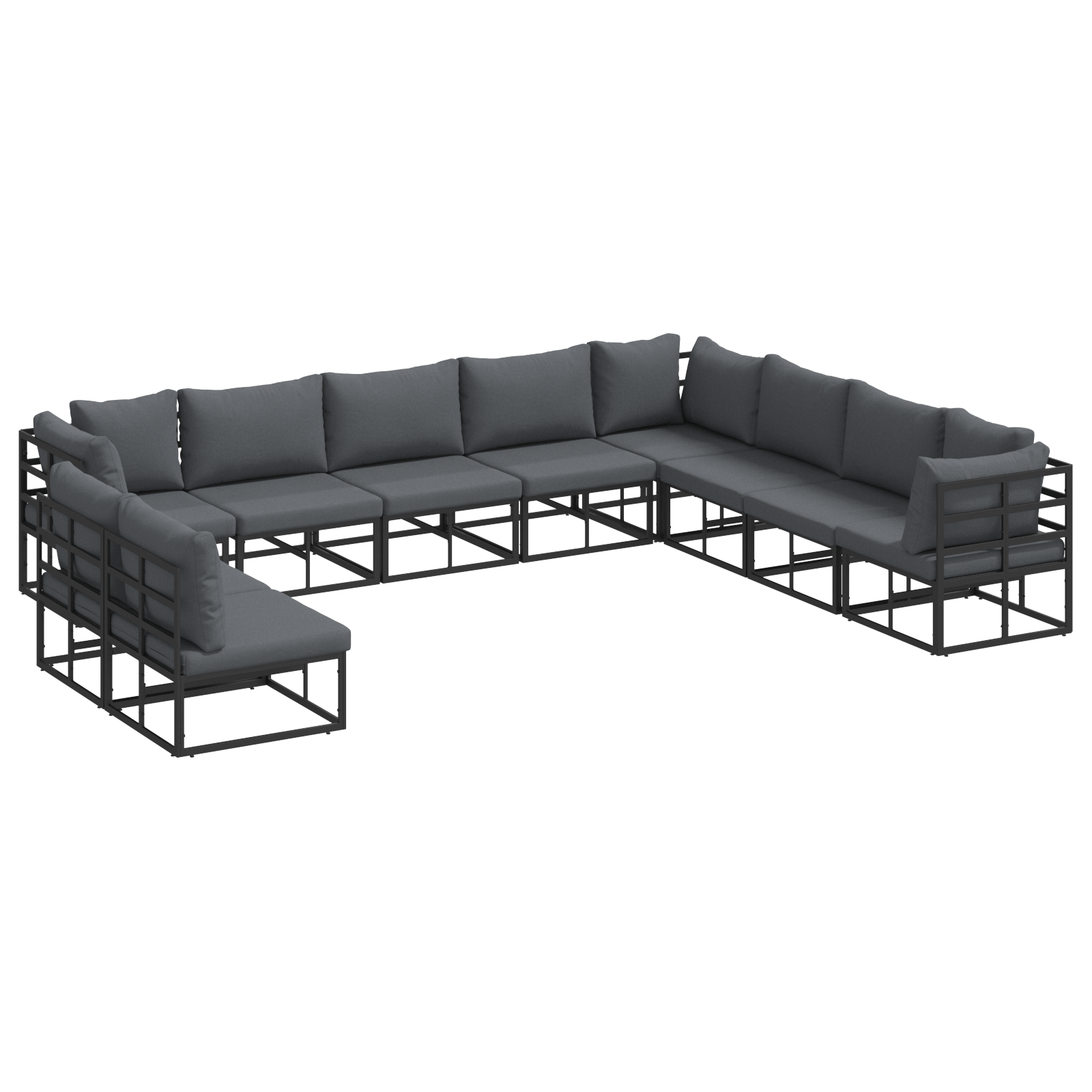Set de canapele pentru gradina 10 pcs Negru 353 x 283 x 71 cm — imaginea 2