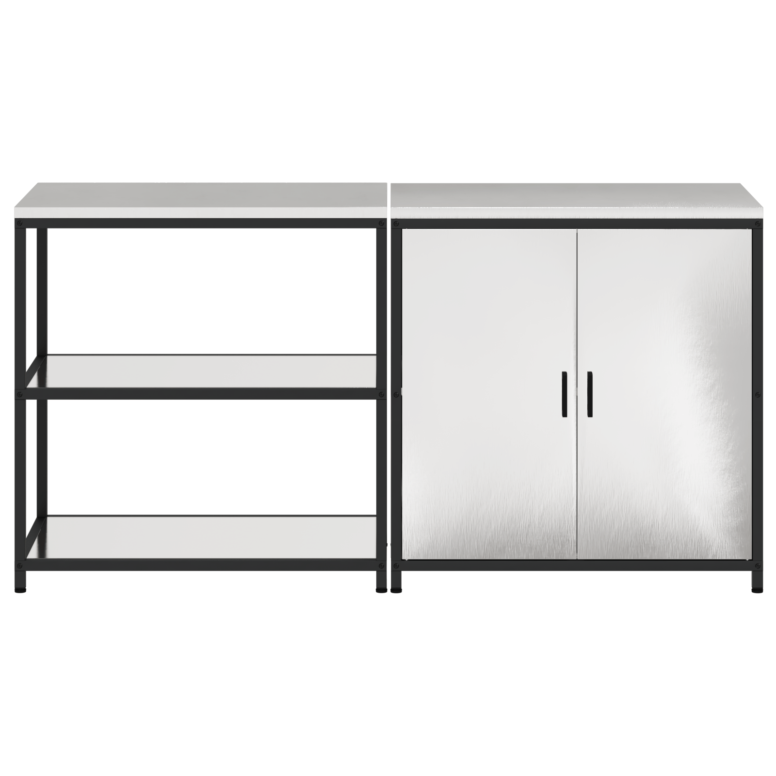 Set de depozitare pentru bucatarie cu raft cu depozitare cu usa Ajustabil 2 pcs Argintiu — imaginea 8