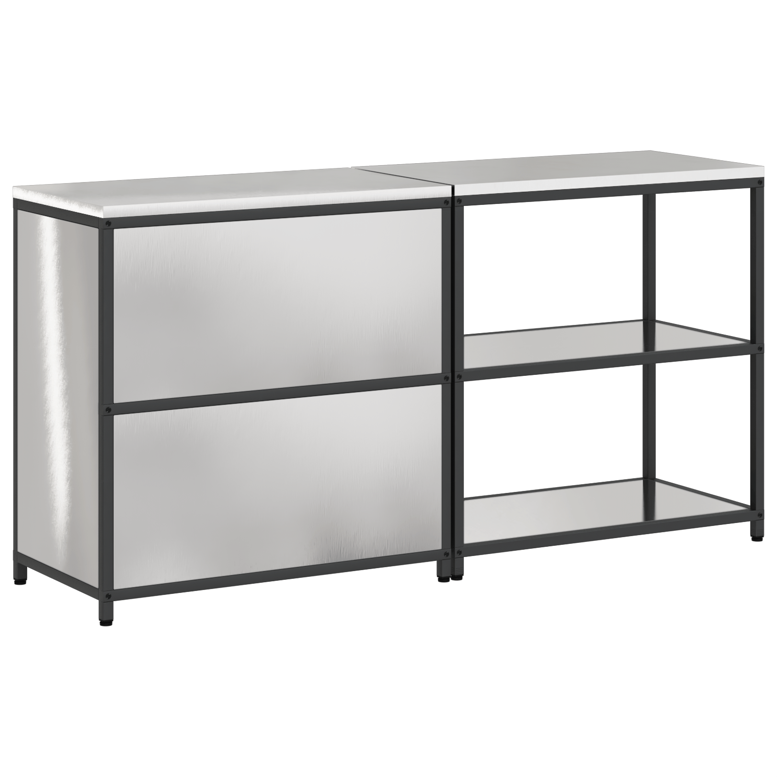 Set de depozitare pentru bucatarie cu raft cu depozitare cu usa Ajustabil 2 pcs Argintiu — imaginea 10