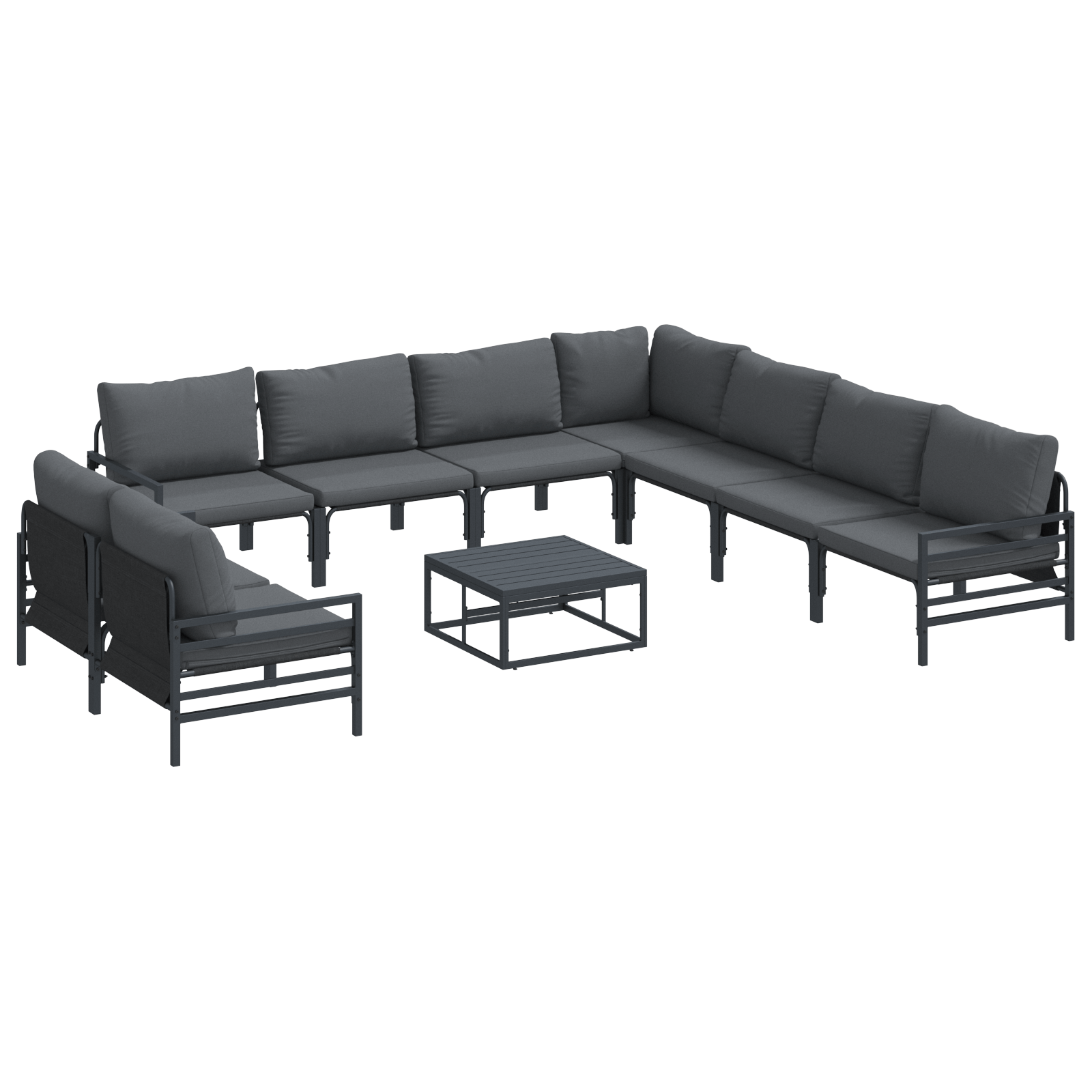 Set de canapele pentru gradina 10 pcs Antracit Otel — imaginea 2