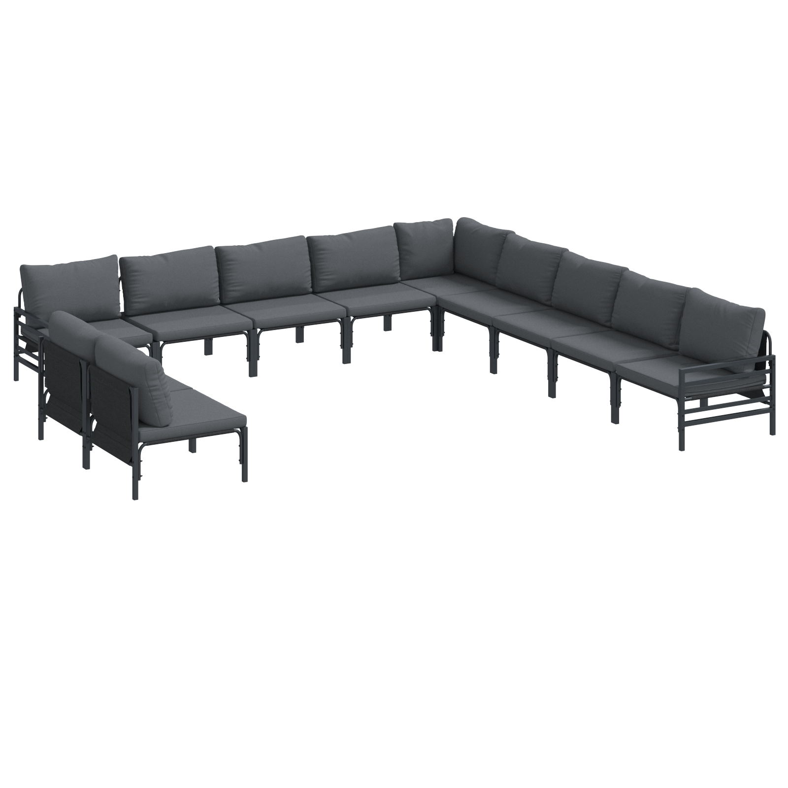Set de canapele pentru gradina 11 pcs Antracit Otel — imaginea 2