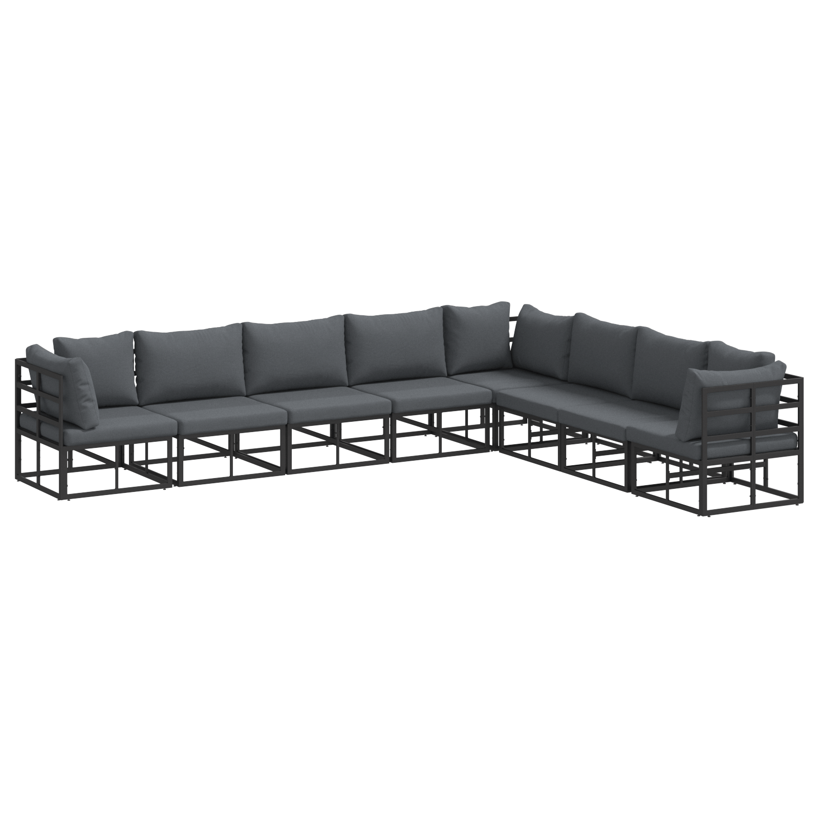 Set de canapele pentru gradina 8 pcs Negru 353 x 283 x 71 cm — imaginea 2