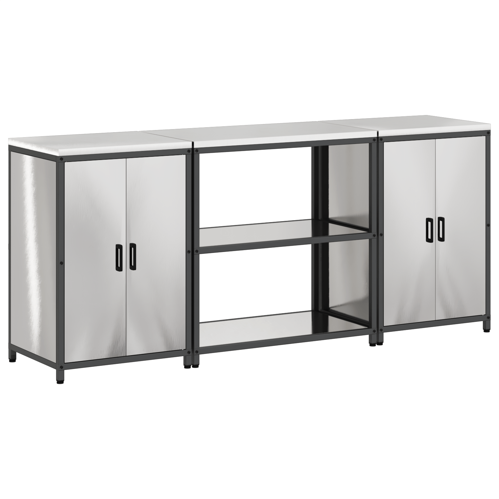 Set de depozitare pentru bucatarie cu raft cu depozitare cu usa 3 pcs Argintiu — imaginea 2
