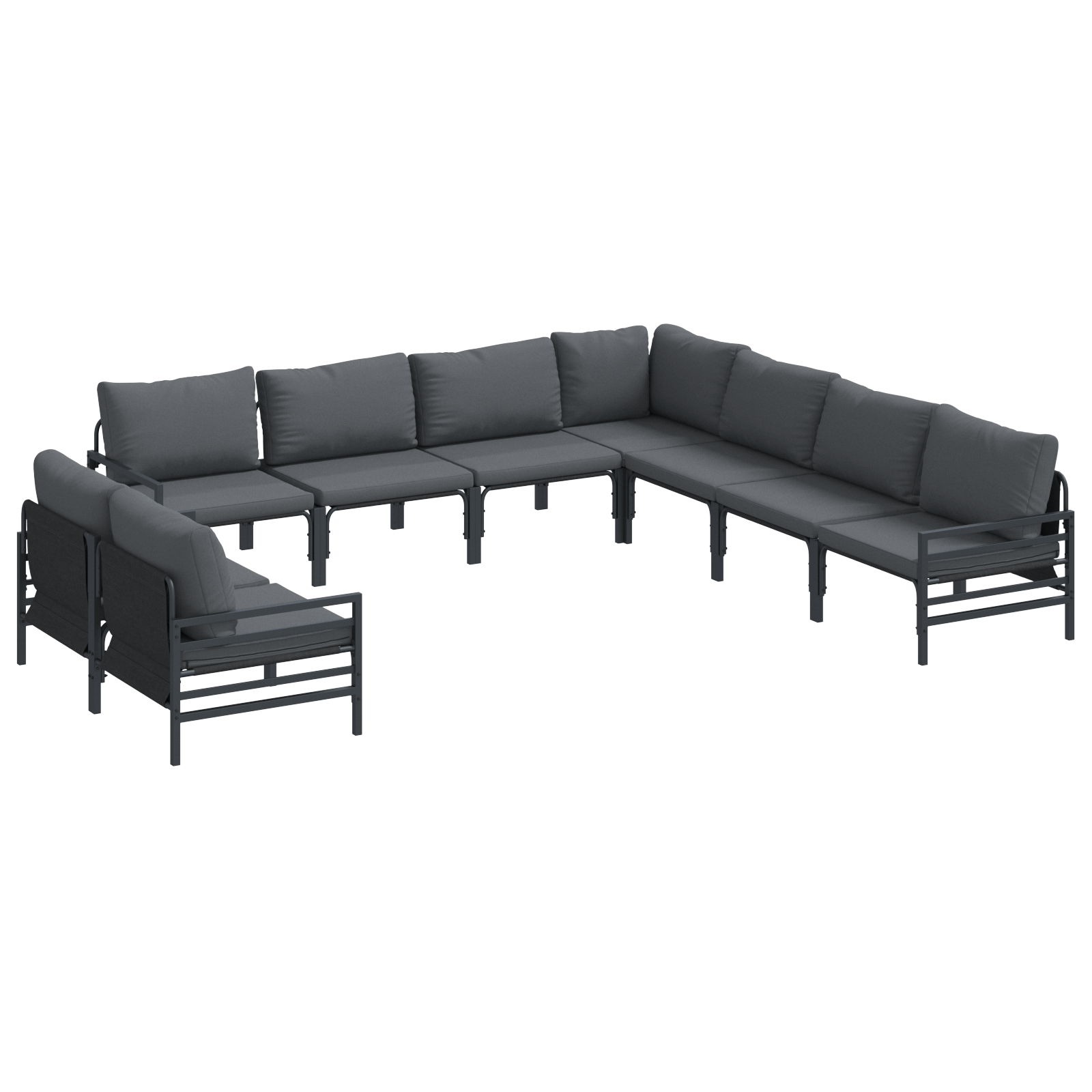 Set de canapele pentru gradina 9 pcs Antracit Otel — imaginea 2