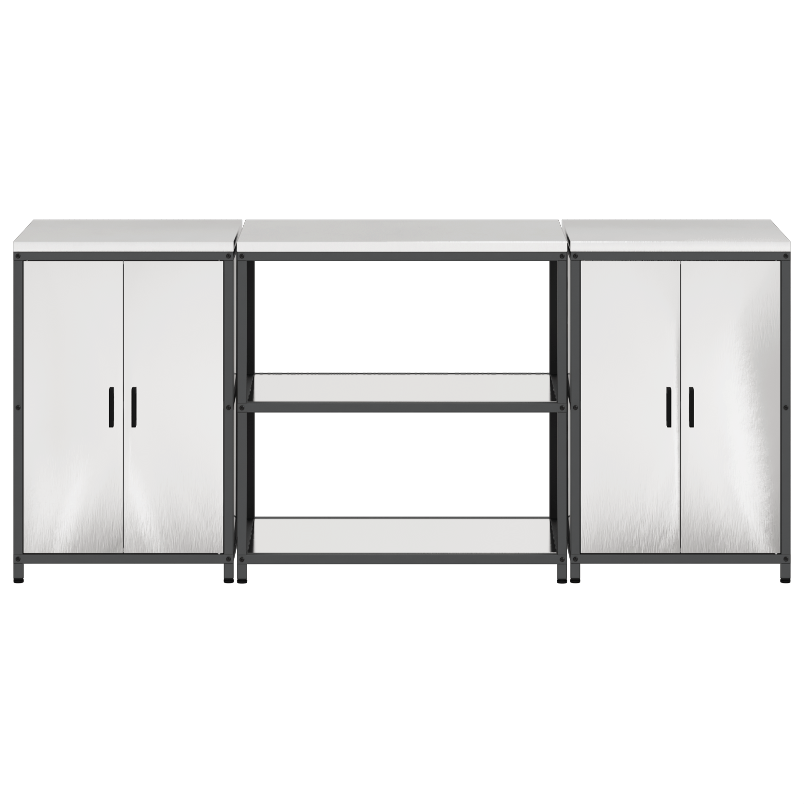 Set de depozitare pentru bucatarie cu raft cu depozitare cu usa 3 pcs Argintiu — imaginea 9