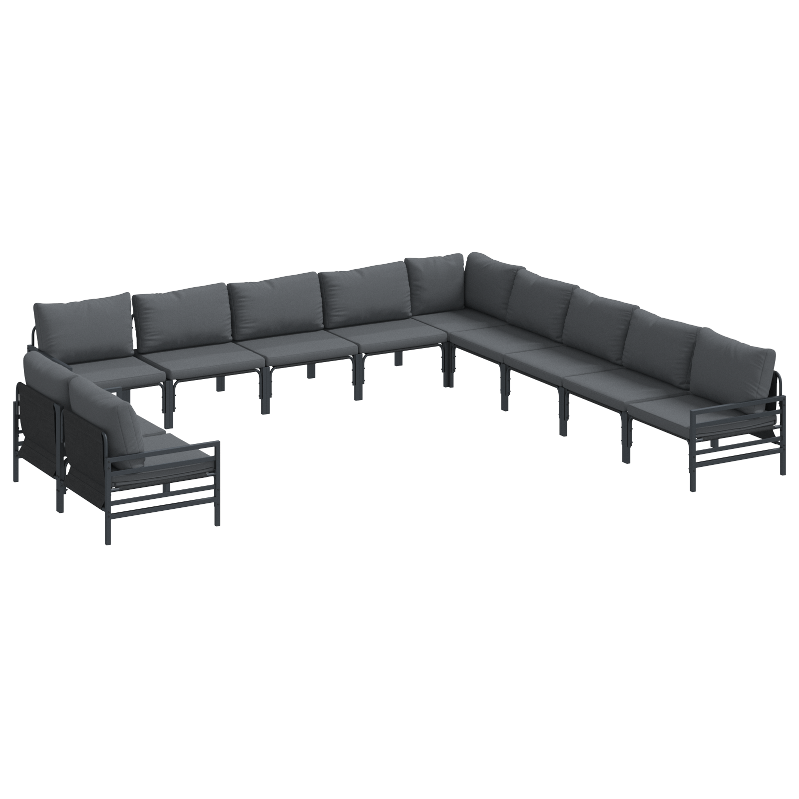 Set de canapele pentru gradina 11 pcs Antracit Otel — imaginea 2