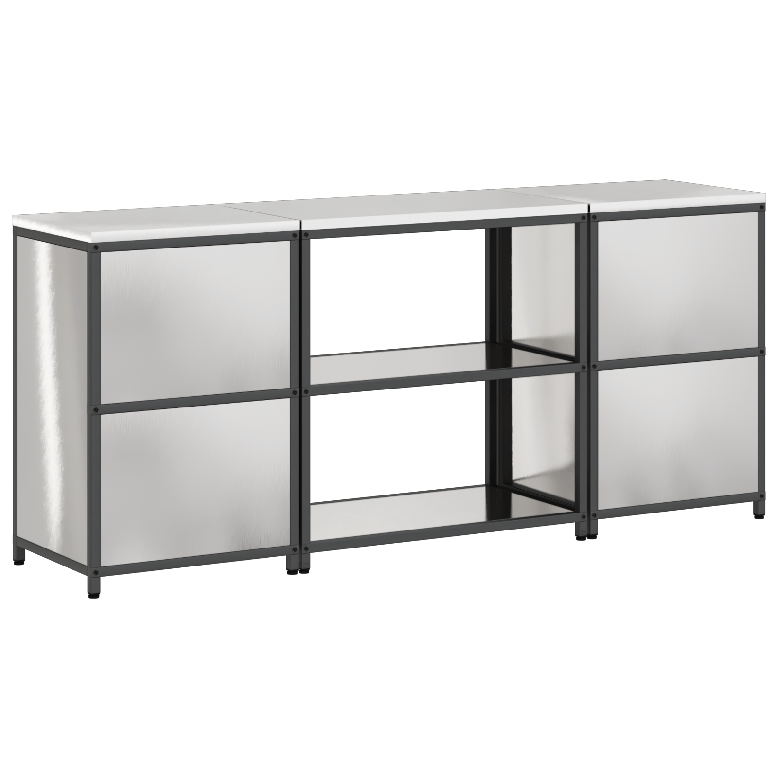 Set de depozitare pentru bucatarie cu raft cu depozitare cu usa 3 pcs Argintiu — imaginea 11