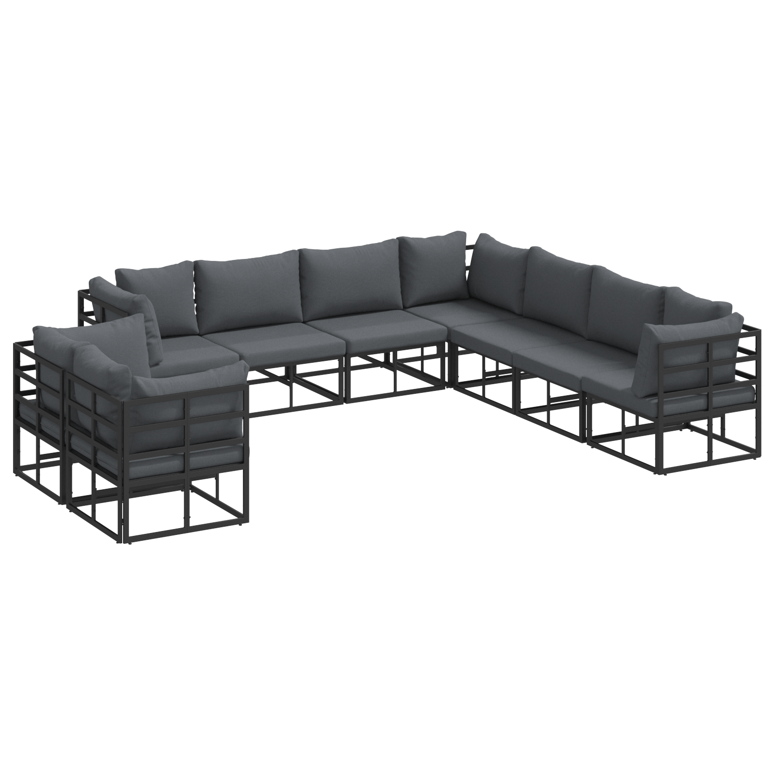 Set de canapele pentru gradina 9 pcs Negru 283 x 283 x 71 cm — imaginea 2
