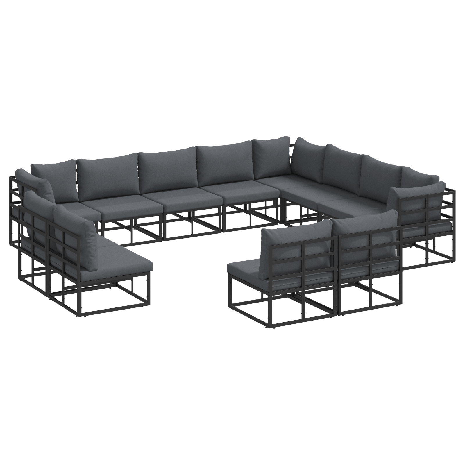 Set de canapele pentru gradina 12 pcs Negru 353 x 283 x 71 cm — imaginea 2