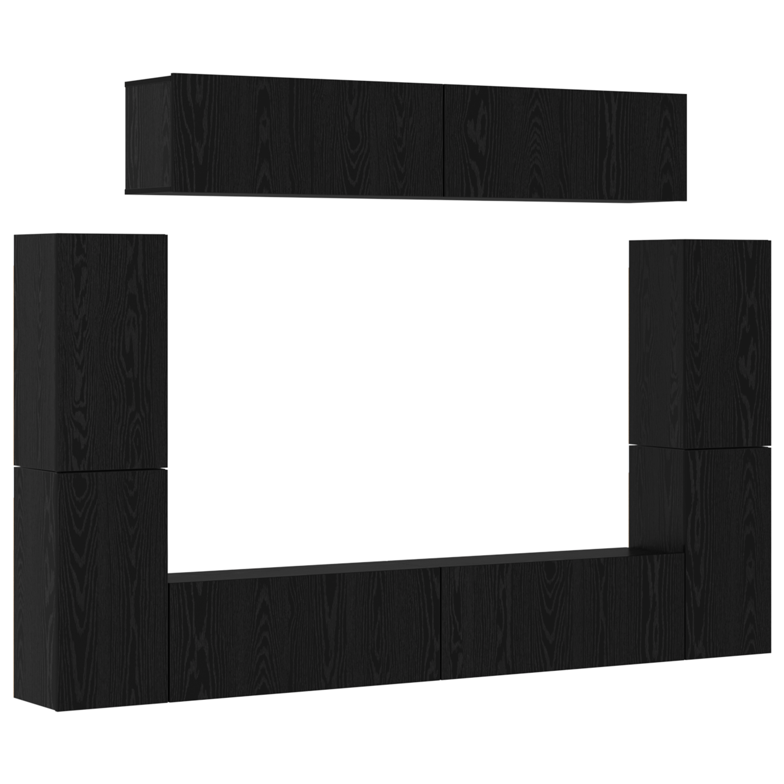 Set comoda TV cu raft 8 pcs Stejar negru 80 x 30 x 30.5 cm — imaginea 2