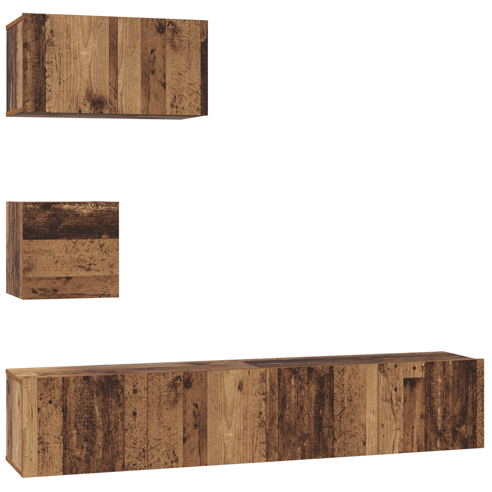 Dulap pentru TV pe Perete cu raft cu depozitare cu usa 4 pcs Lemn vechi — imaginea 2