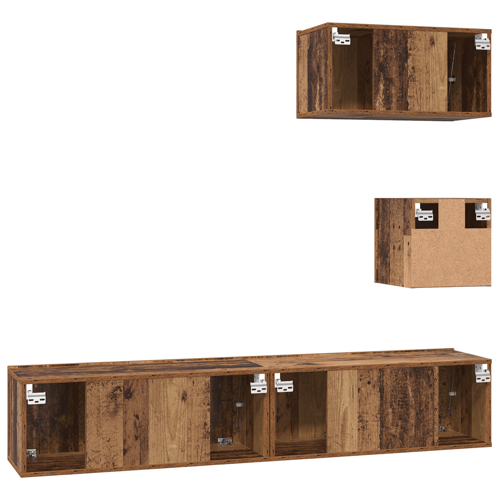 Dulap pentru TV pe Perete cu raft cu depozitare cu usa 4 pcs Lemn vechi — imaginea 10
