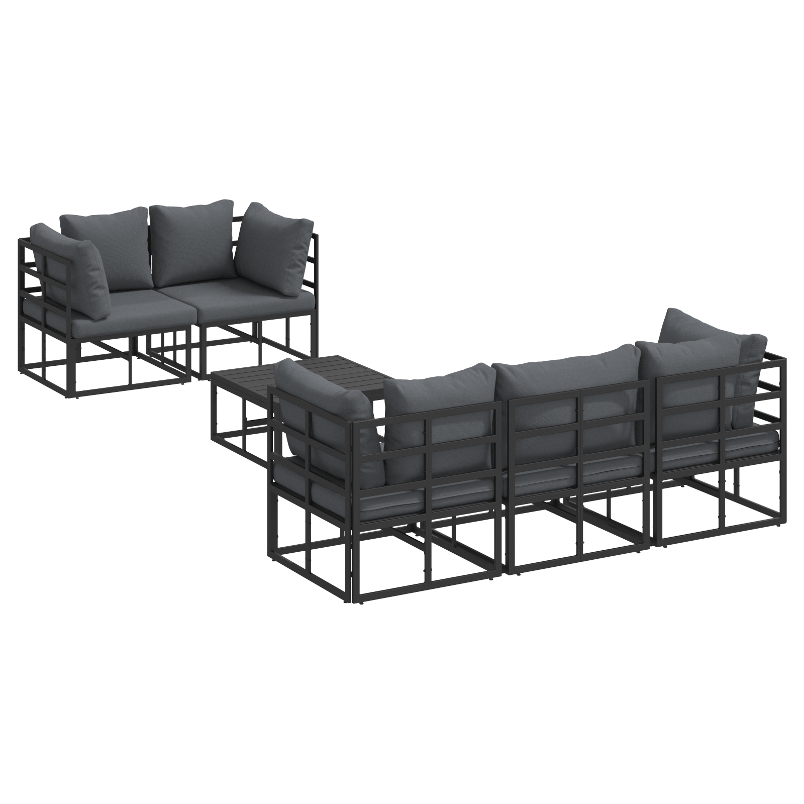 Set de canapele pentru gradina 6 pcs Negru 70 x 70 x 32 cm — imaginea 2