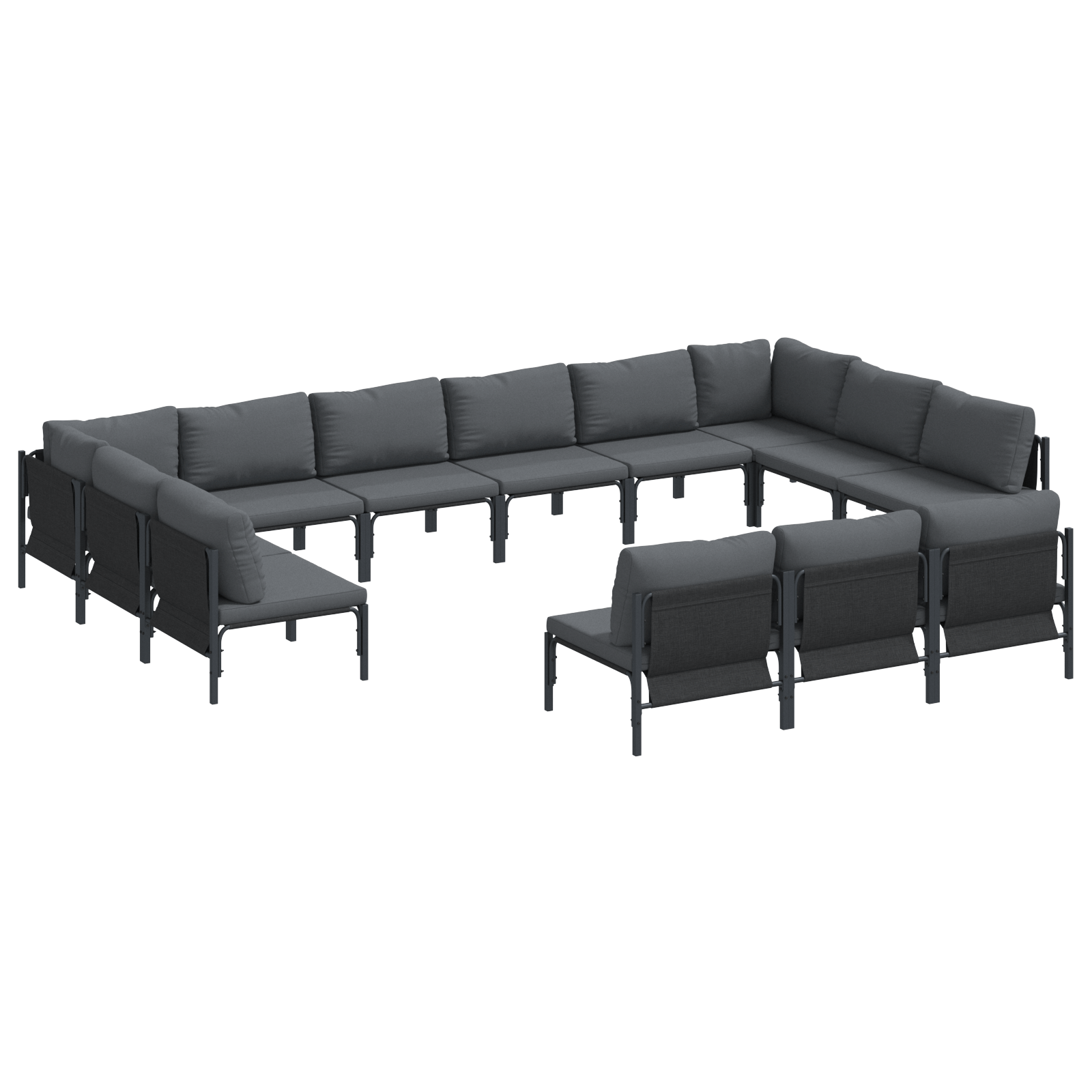 Set de canapele pentru gradina 13 pcs Antracit Otel — imaginea 2