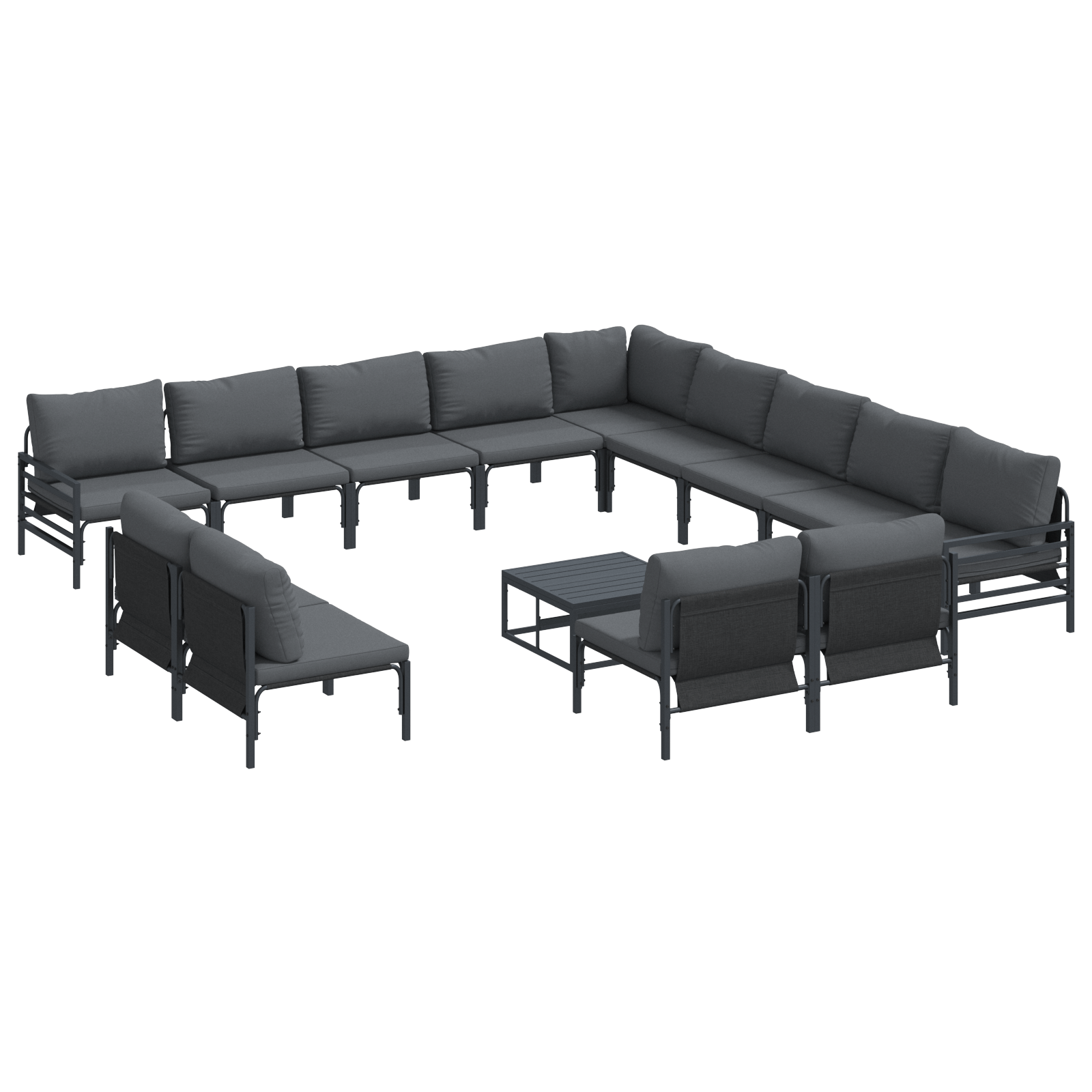 Set de canapele pentru gradina 14 pcs Antracit Otel — imaginea 2