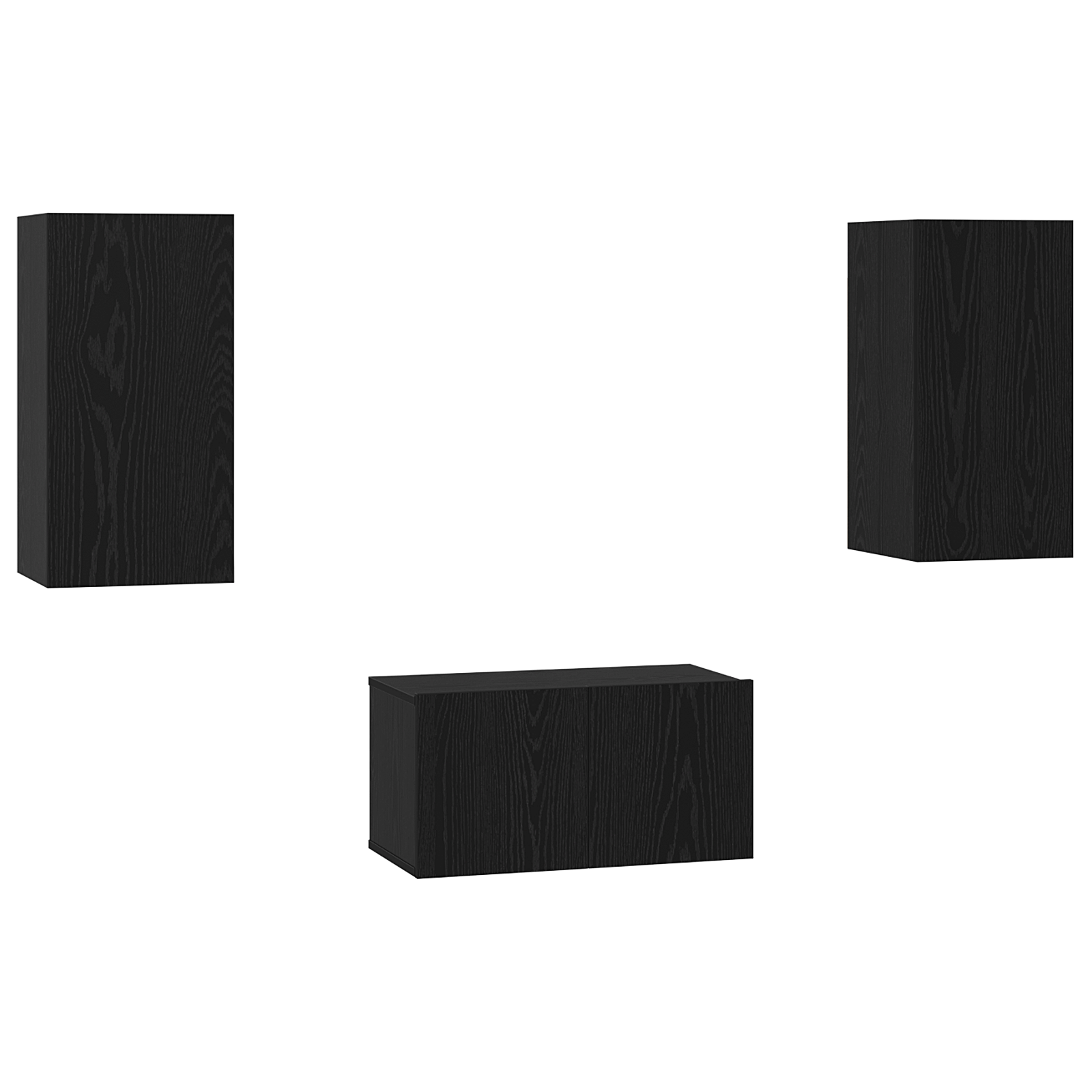Set comoda TV cu raft 3 pcs Stejar negru 60 x 30 x 30.5 cm — imaginea 2