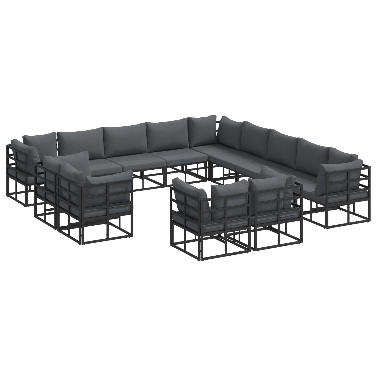 Set de canapele pentru gradina 13 pcs Negru 353 x 353 x 71 cm — imaginea 2