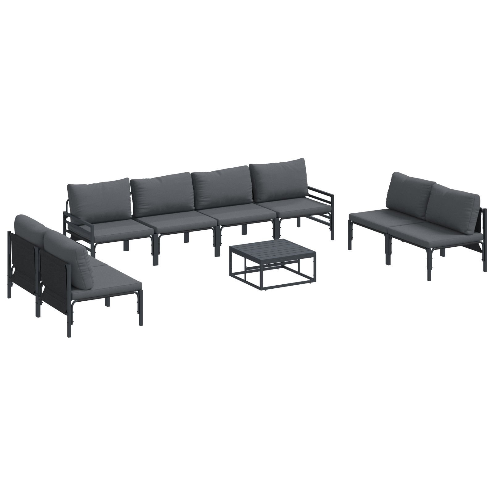 Set de canapele pentru gradina 9 pcs Antracit Otel — imaginea 2
