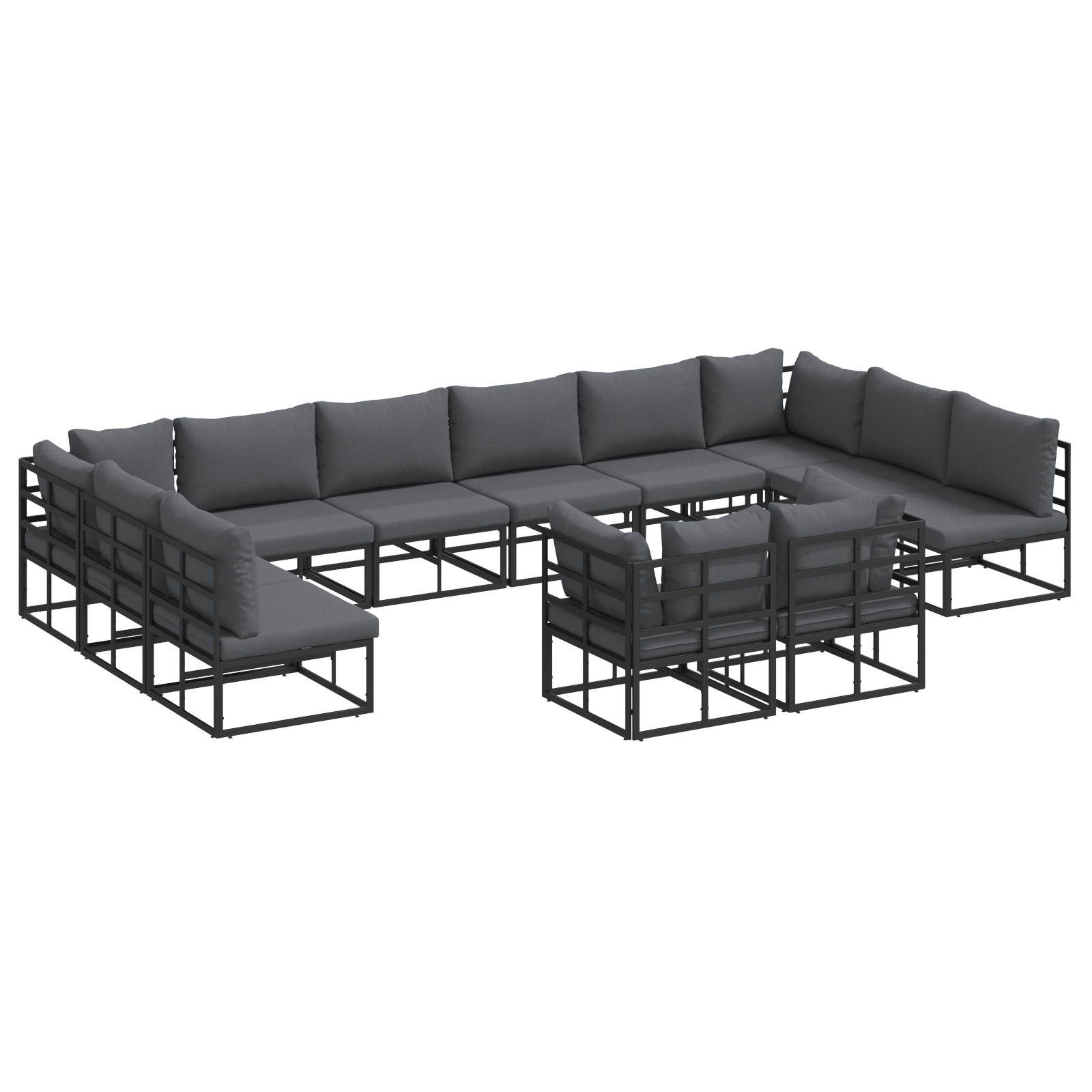 Set de canapele pentru gradina 12 pcs Negru 423 x 211.5 x 71 cm — imaginea 2
