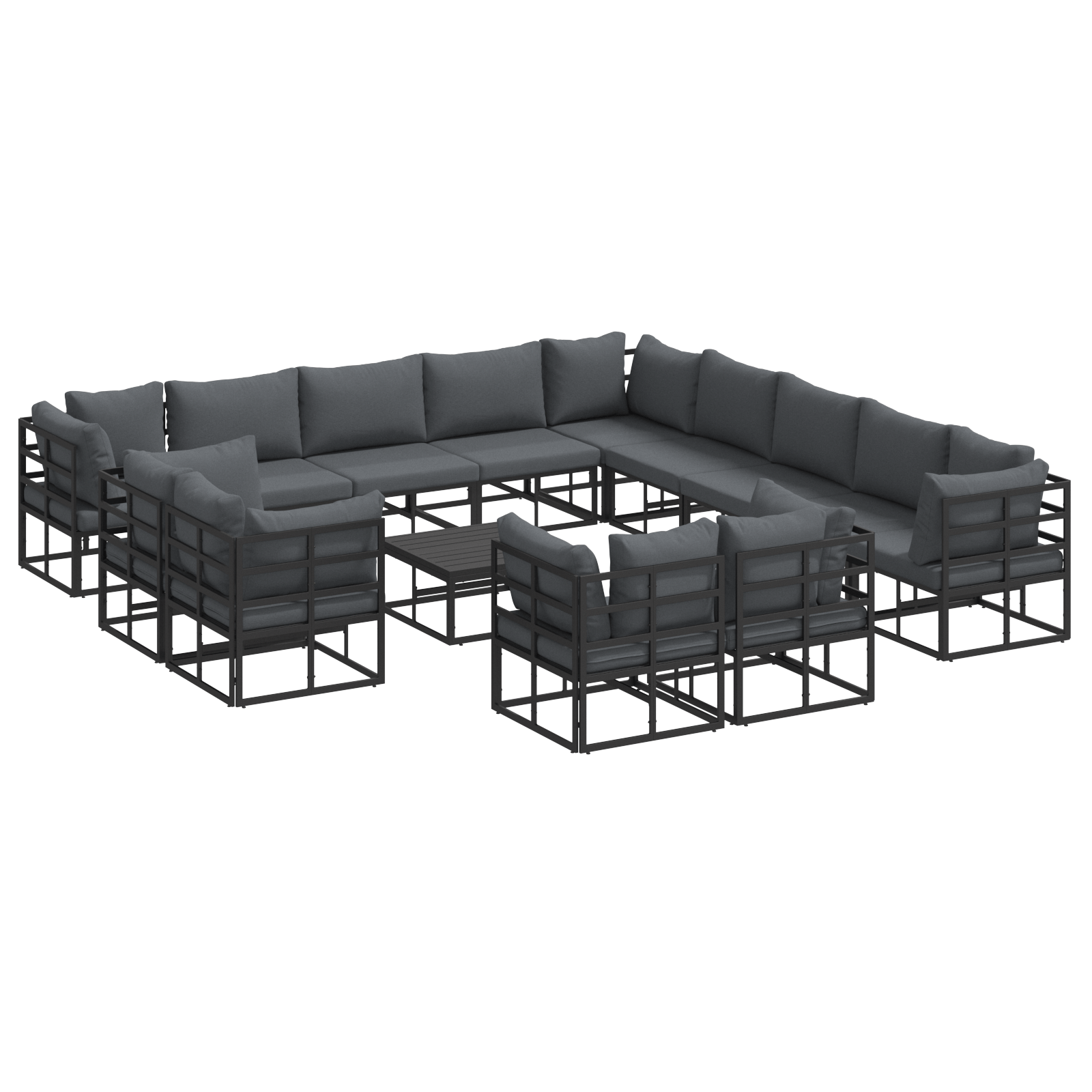 Set de canapele pentru gradina 14 pcs Negru 70 x 70 x 32 cm — imaginea 2