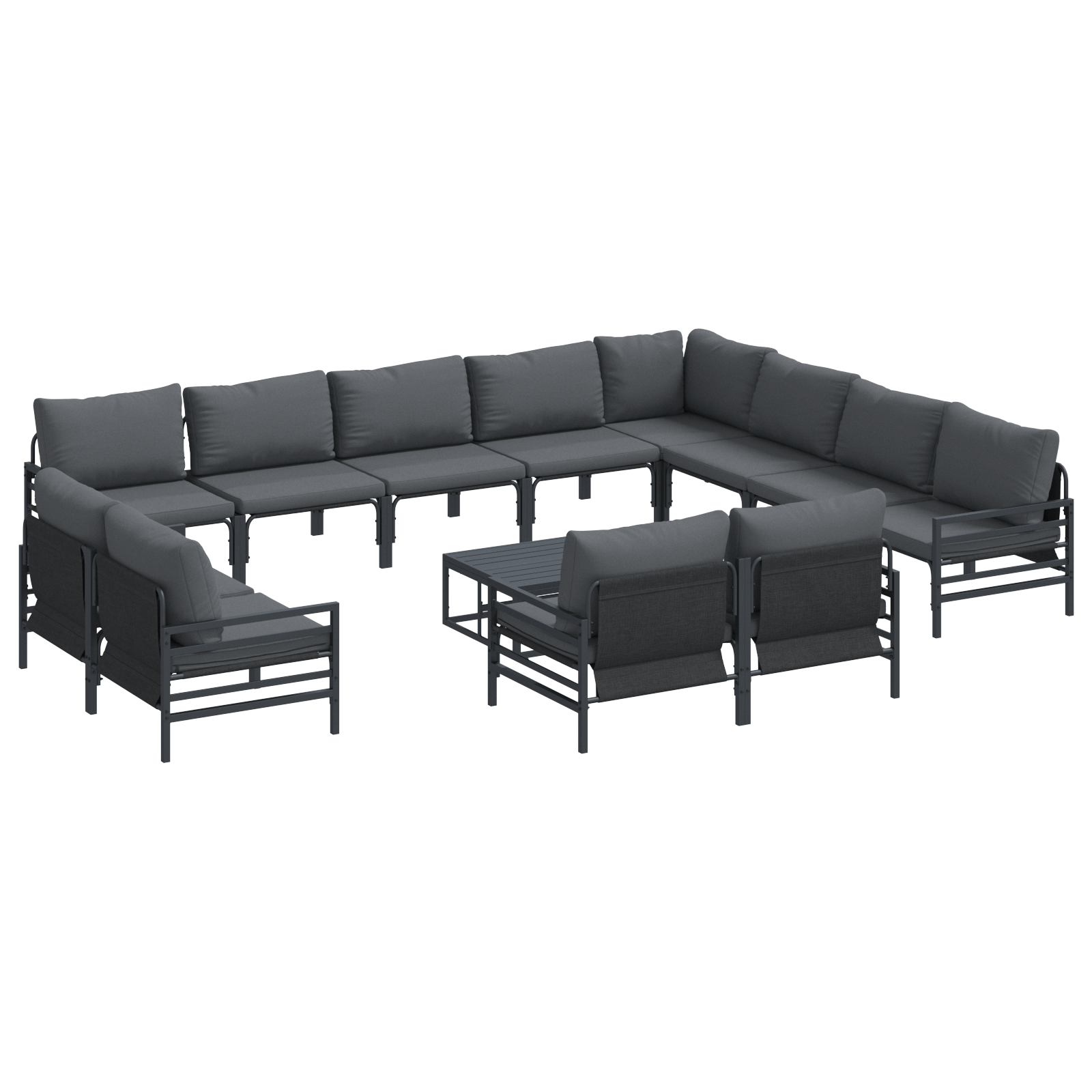 Set de canapele pentru gradina 13 pcs Antracit Otel — imaginea 2