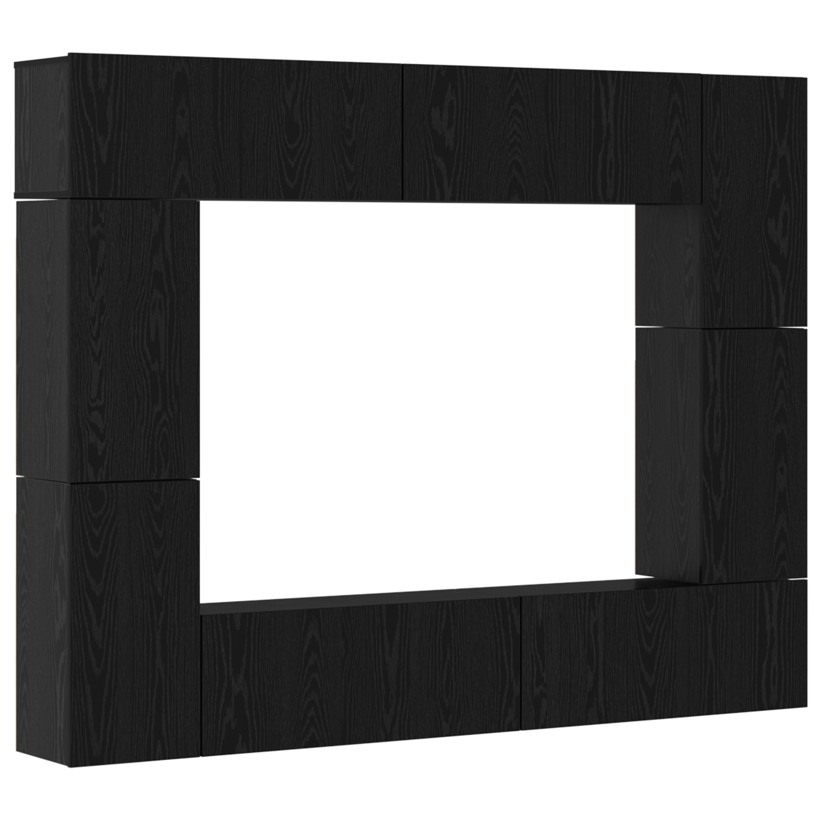 Set comoda TV cu raft 8 pcs Stejar negru 80 x 30 x 30.5 cm — imaginea 2