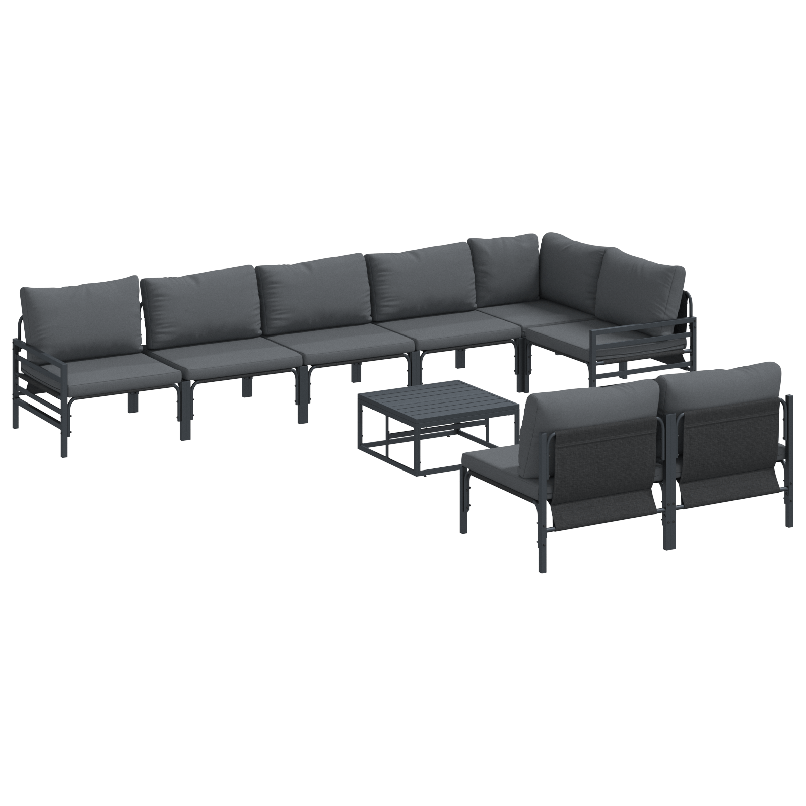 Set de canapele pentru gradina 9 pcs Antracit Otel — imaginea 2