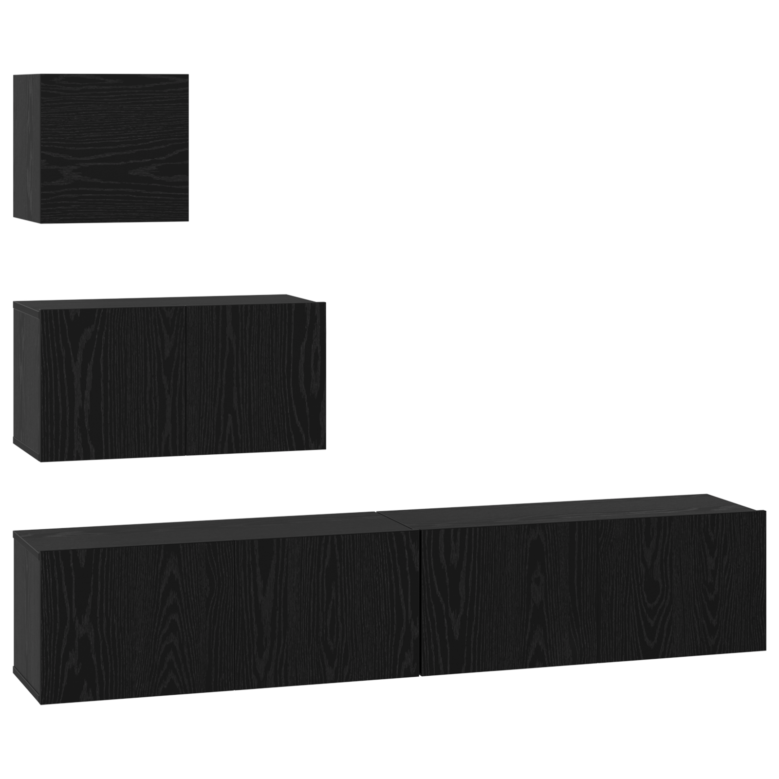 Dulap pentru TV pe Perete cu raft cu depozitare cu usa 4 pcs Stejar negru — imaginea 2