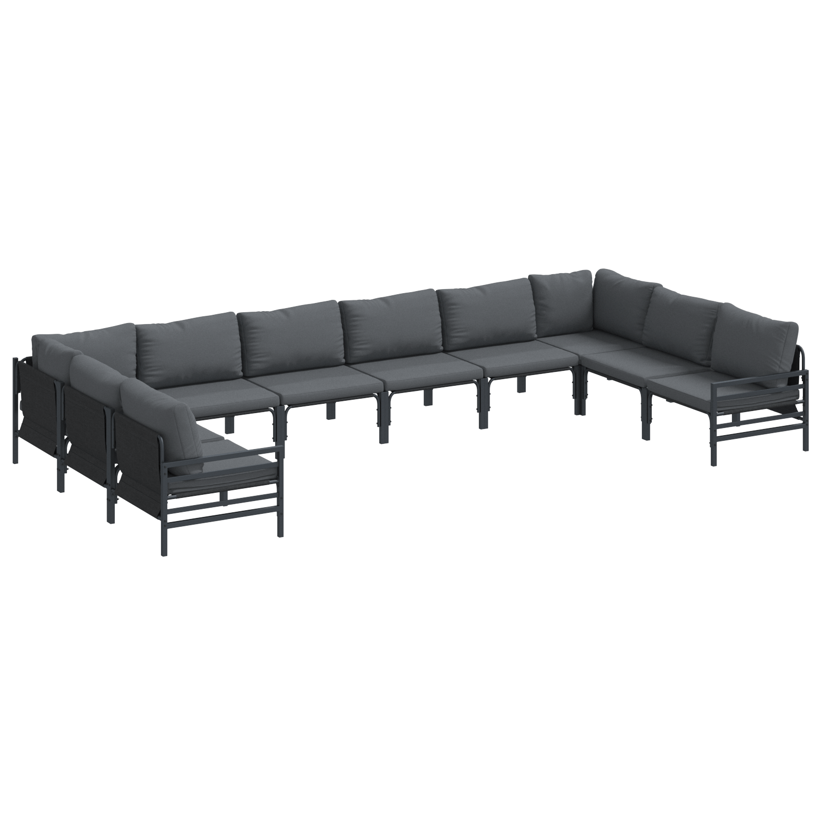 Set de canapele pentru gradina 10 pcs Antracit Otel — imaginea 2
