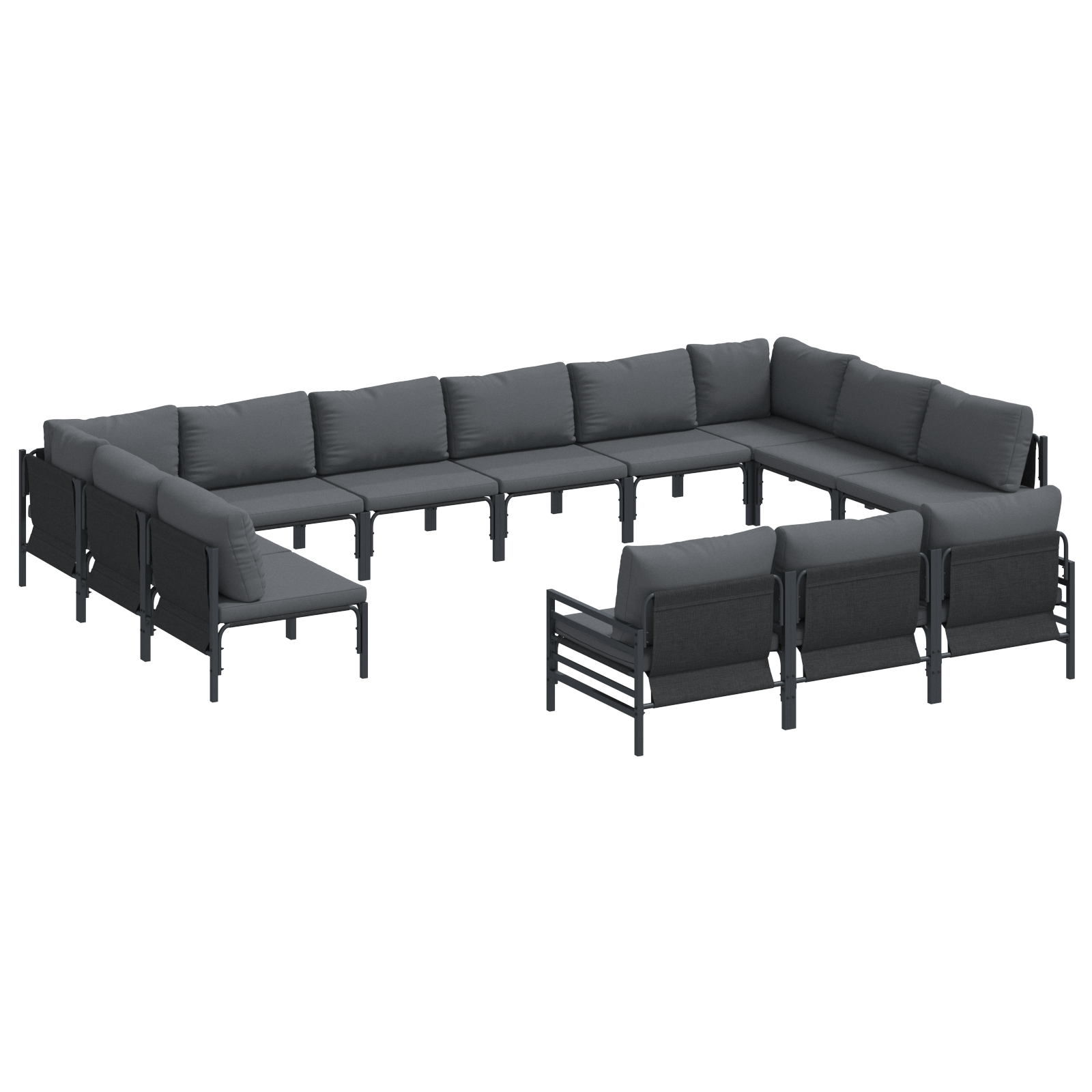 Set de canapele pentru gradina 13 pcs Antracit Otel — imaginea 2
