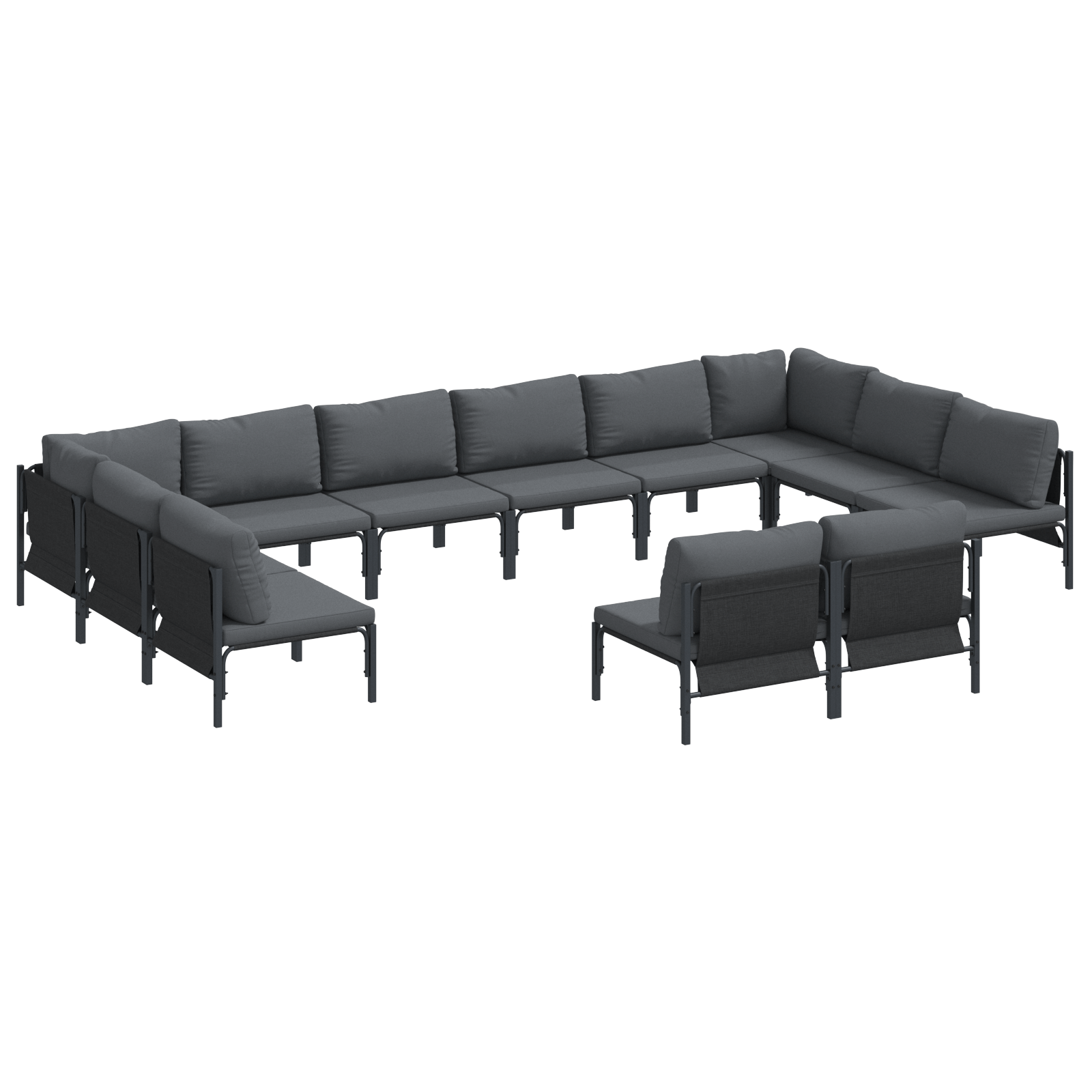 Set de canapele pentru gradina 12 pcs Antracit Otel — imaginea 2