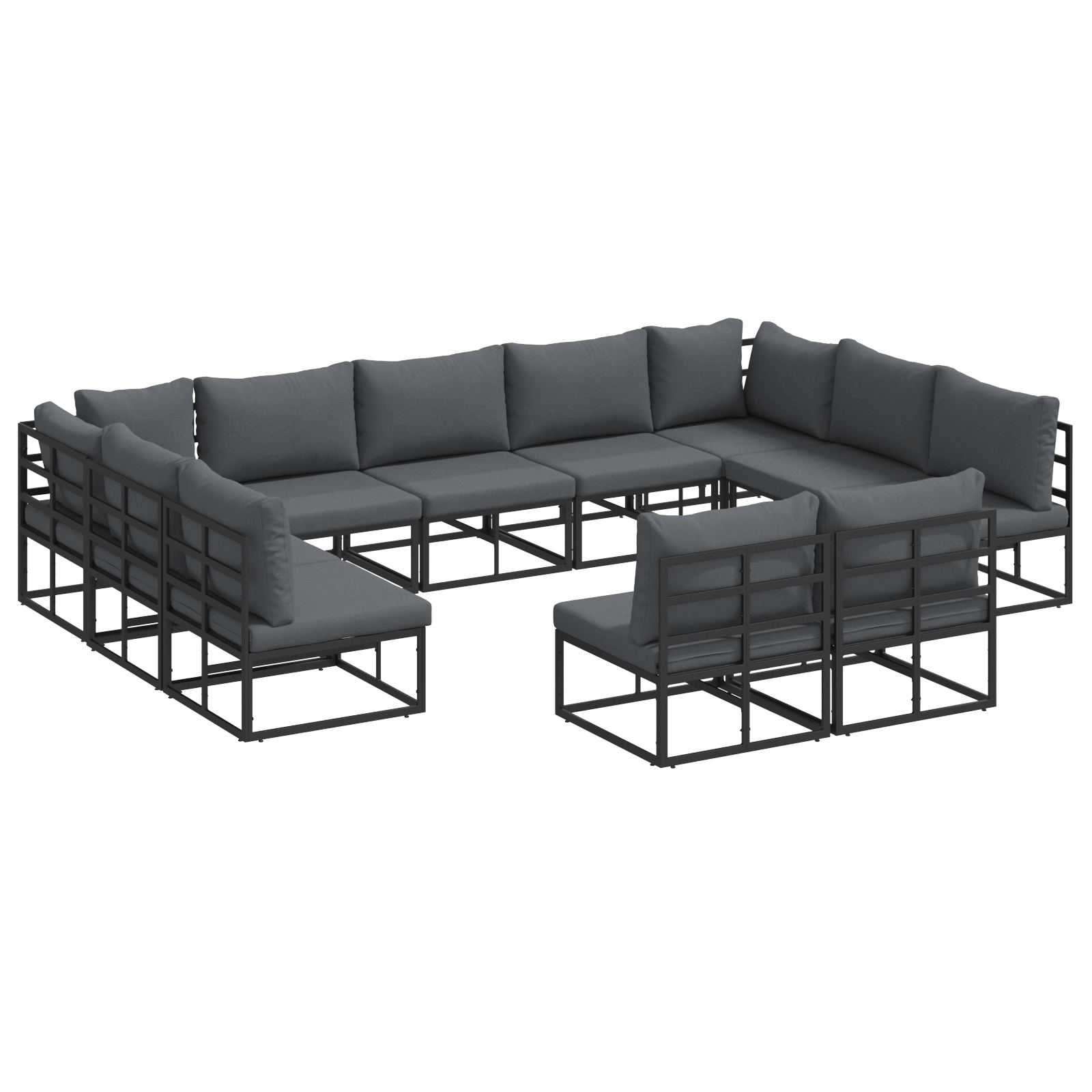 Set de canapele pentru gradina 11 pcs Negru 353 x 211.5 x 71 cm — imaginea 2