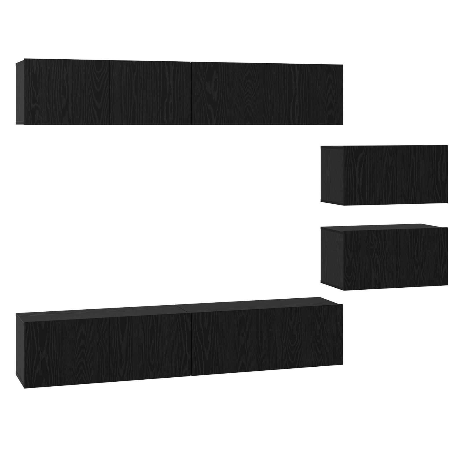 Set comoda TV cu raft Altele 6 pcs Stejar Negru 80 x 30 x 30.5 cm mic — imaginea 2