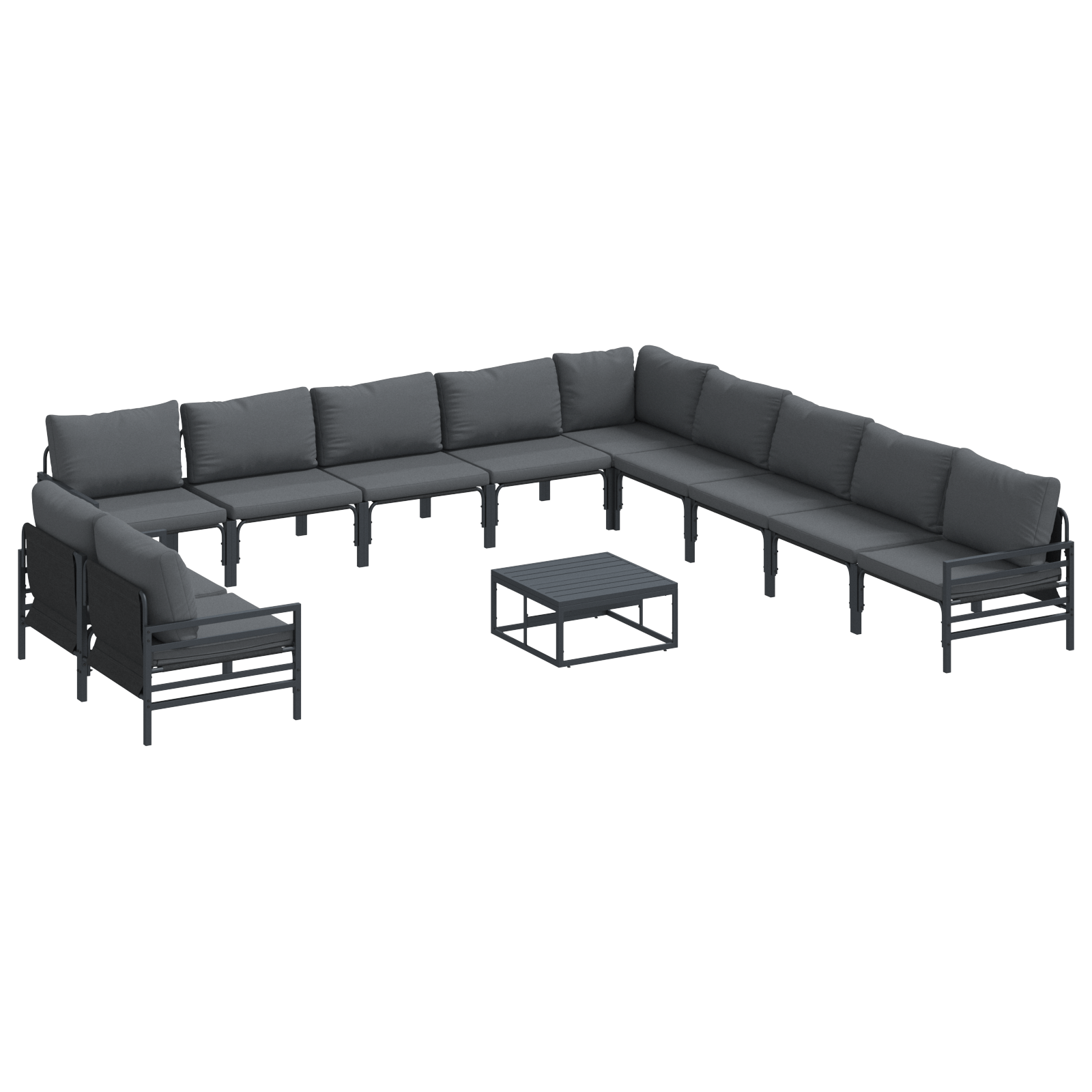 Set de canapele pentru gradina 12 pcs Antracit Otel — imaginea 2