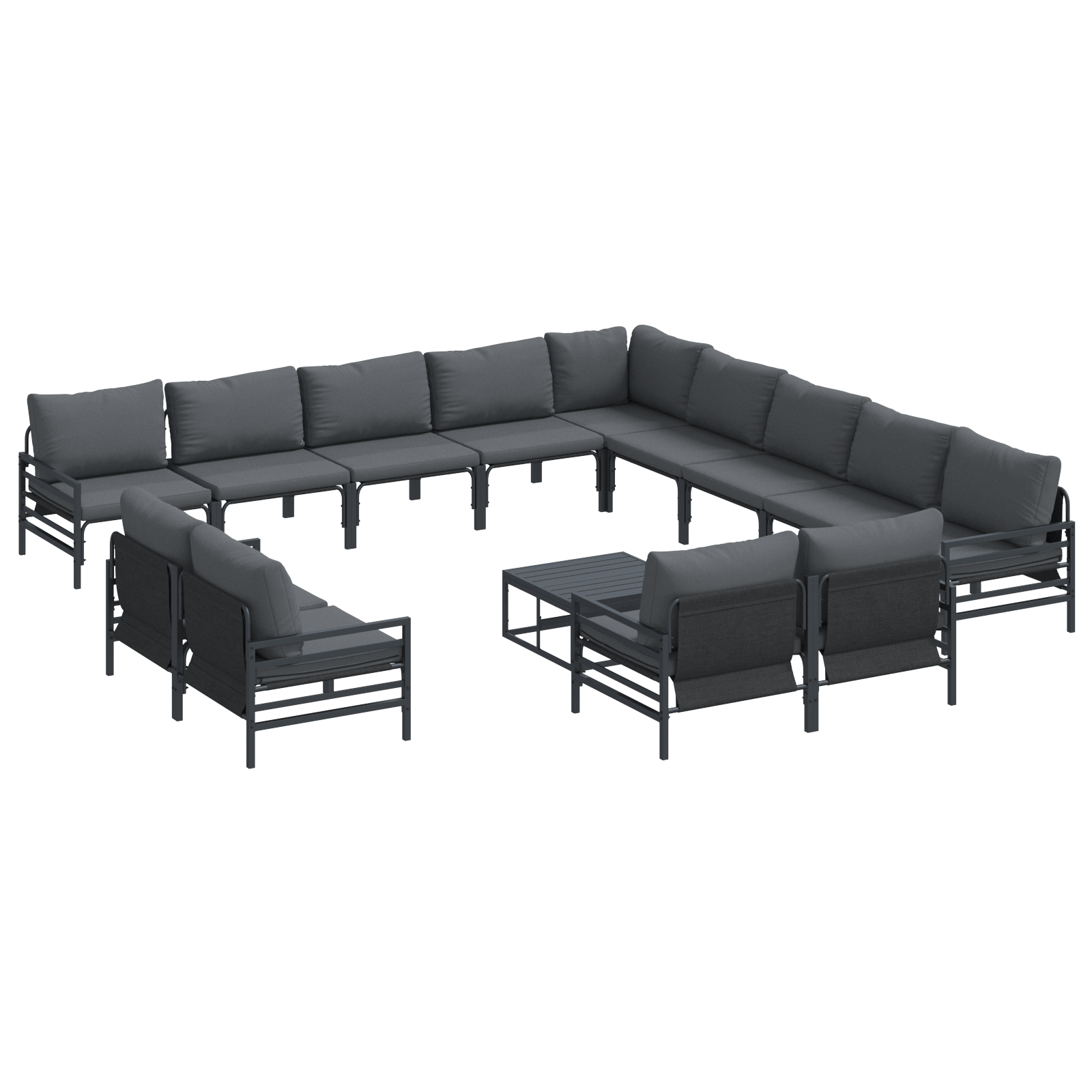 Set de canapele pentru gradina 14 pcs Antracit Otel — imaginea 2