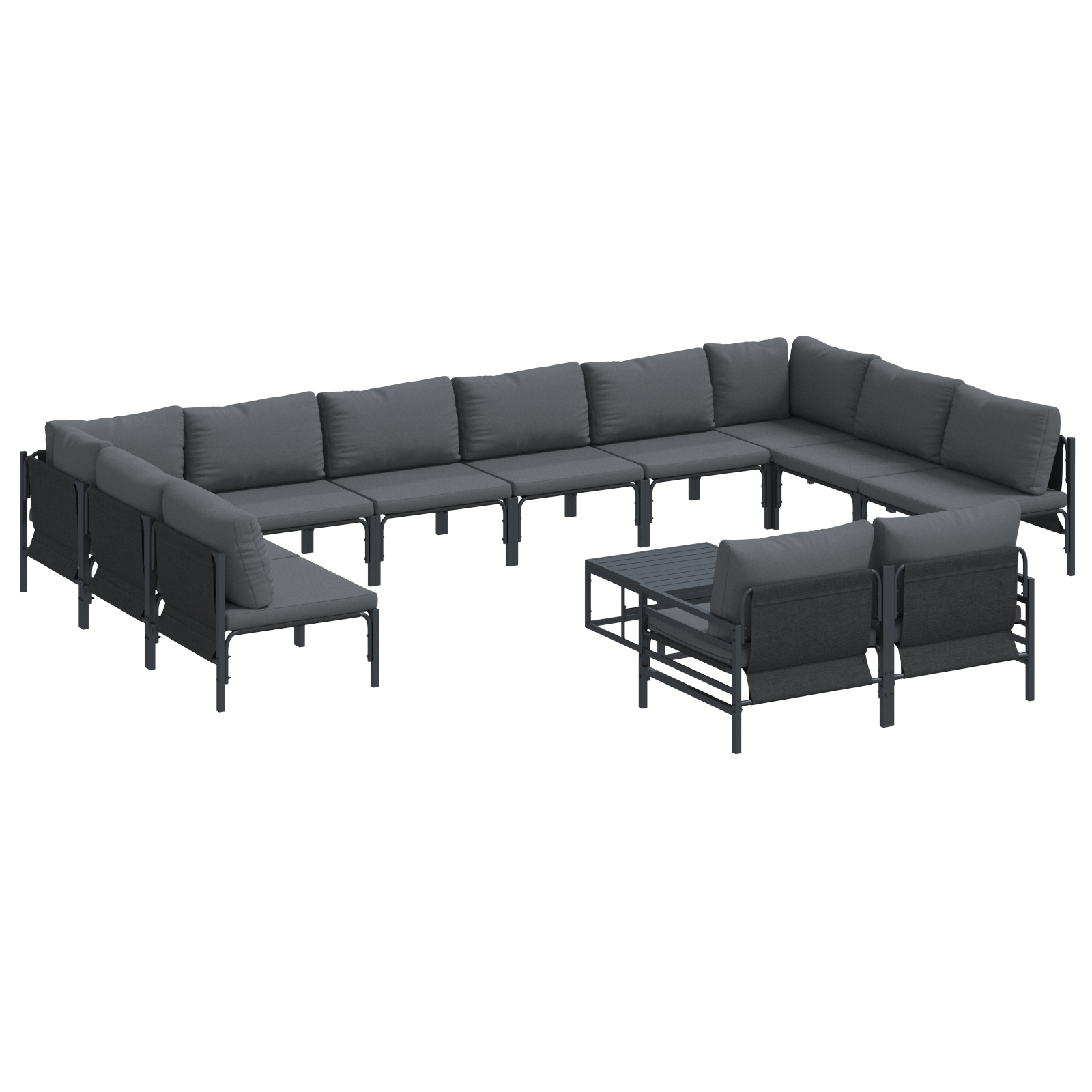 Set de canapele pentru gradina 13 pcs Antracit Otel — imaginea 2