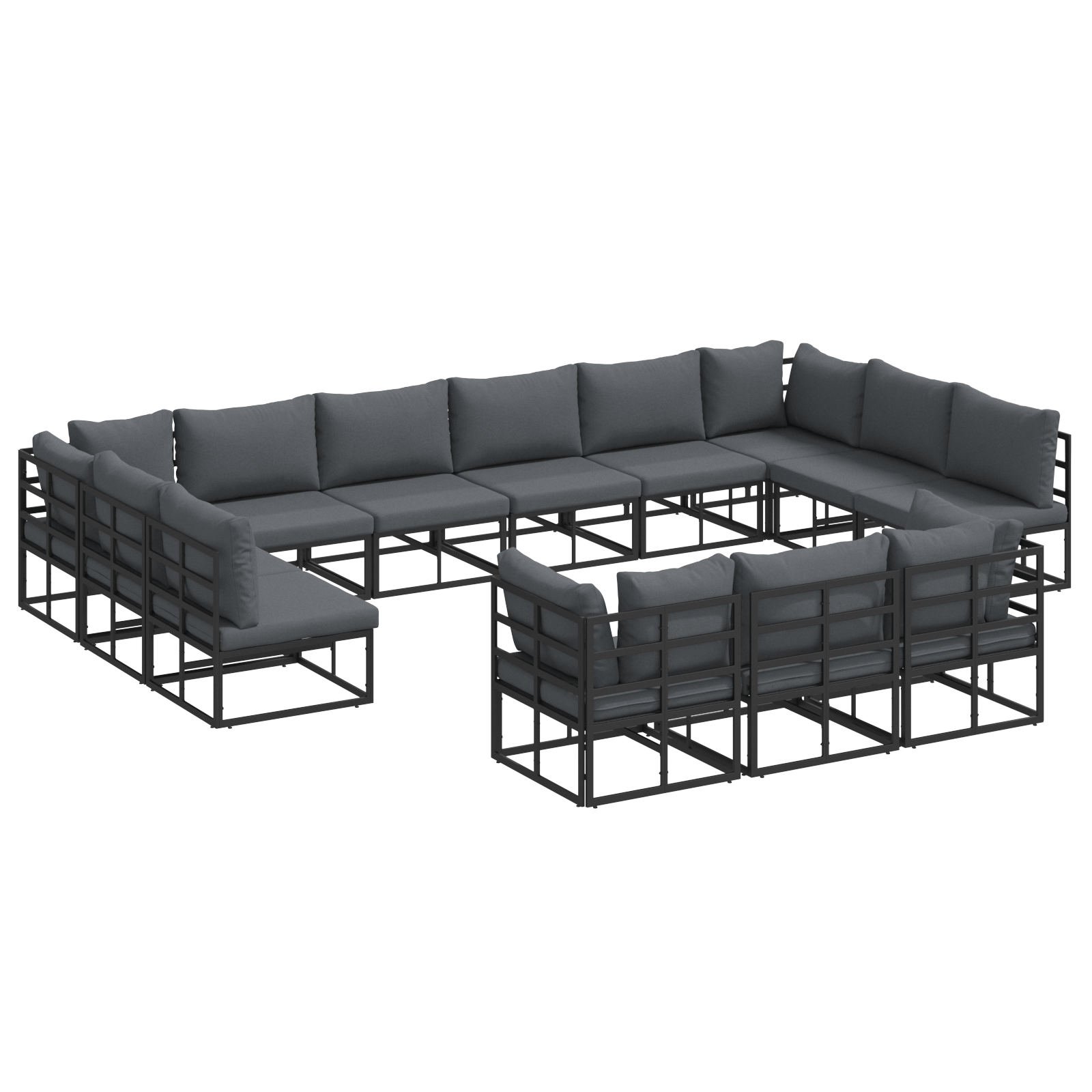 Set de canapele pentru gradina 13 pcs Negru 423 x 211.5 x 71 cm — imaginea 2