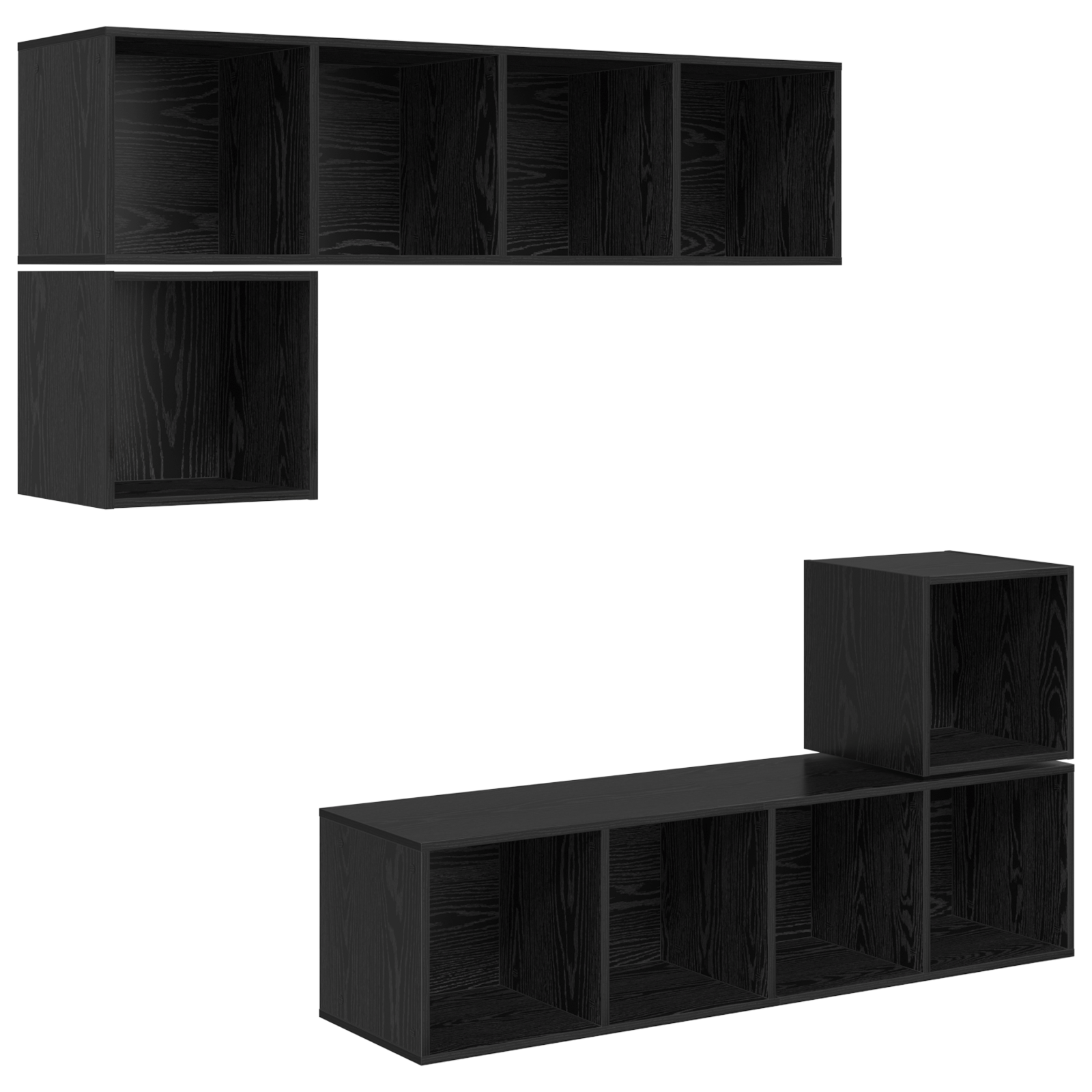 Set comoda TV 4 pcs Stejar negru 37 x 37 x 142.5 cm — imaginea 2