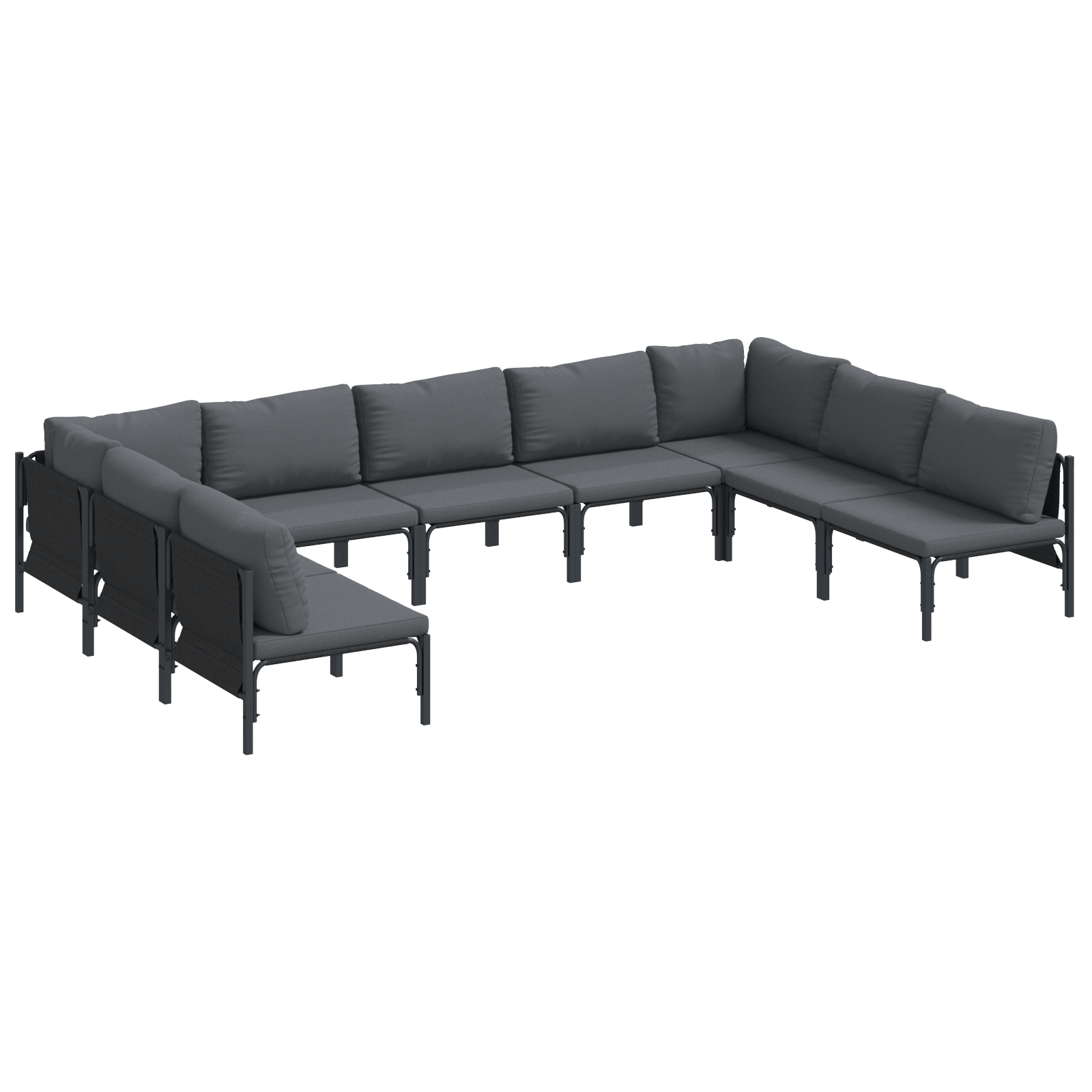 Set de canapele pentru gradina 9 pcs Antracit Otel — imaginea 2