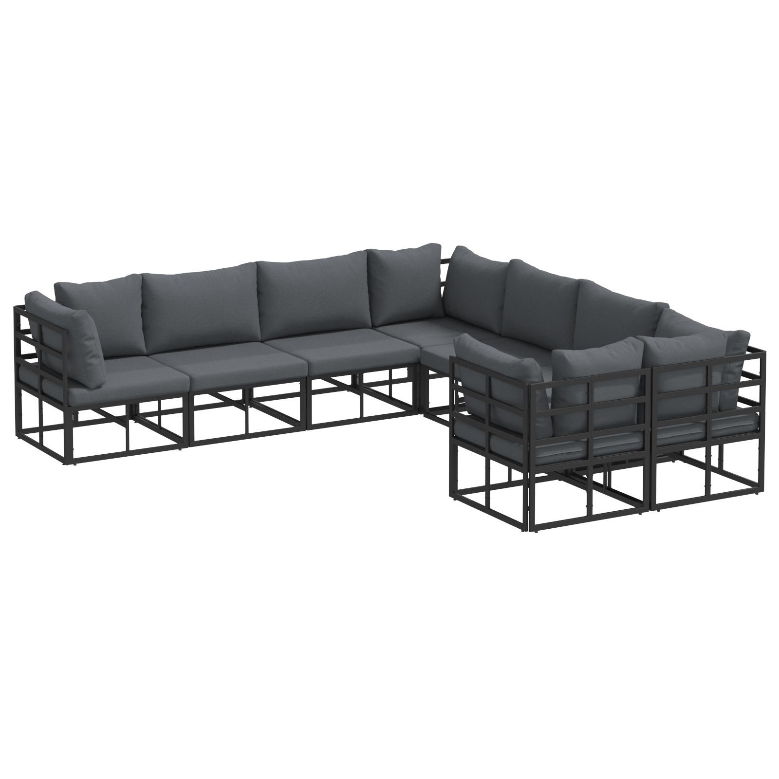 Set de canapele pentru gradina 8 pcs Negru 283 x 283 x 71 cm — imaginea 2