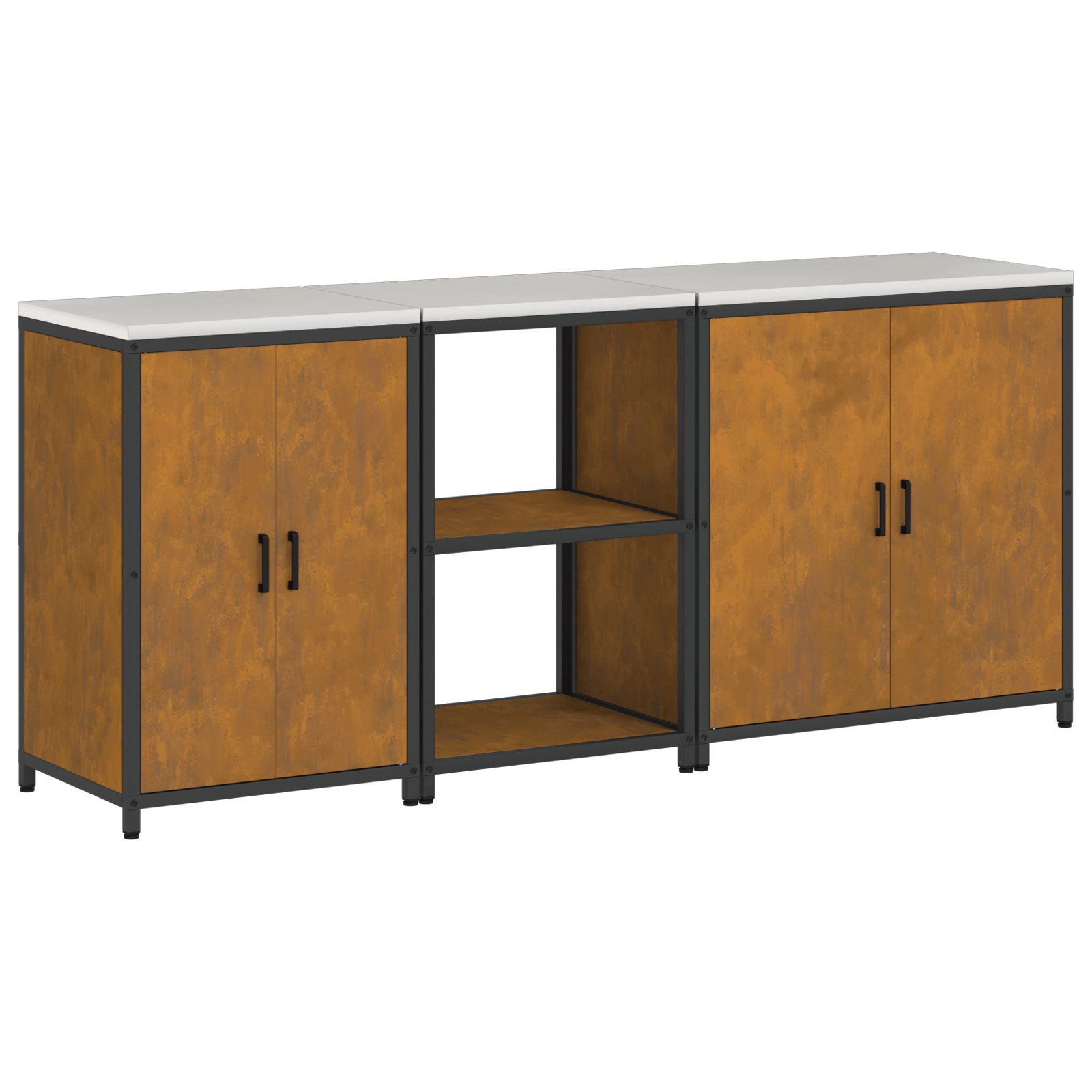 Set de Depozitare pentru Bucatarie cu raft Altele cu depozitare cu usa 3 pcs Ruginit — imaginea 2
