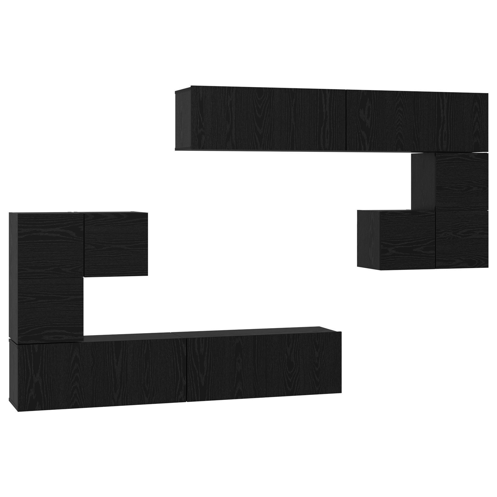 Set comoda TV cu depozitare cu usa 8 pcs Stejar negru — imaginea 2